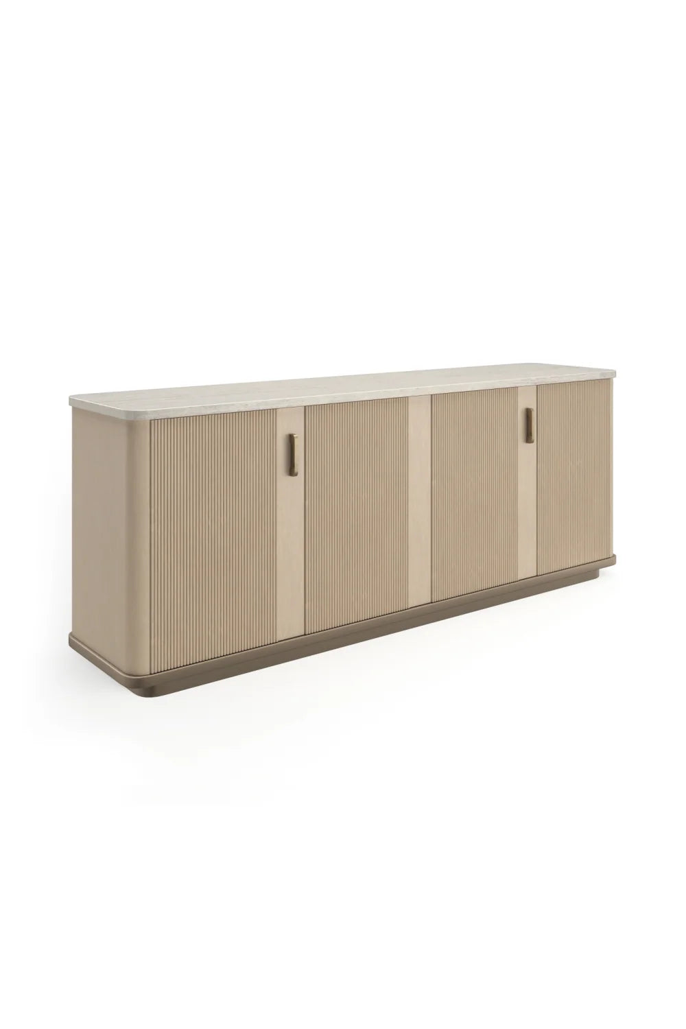 Luxury Reeded Oak 4-Door Sideboard European Style for Villa