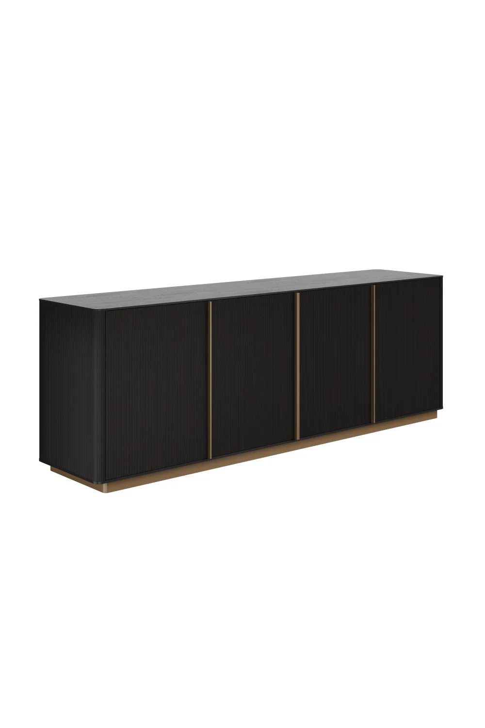 Luxury Reeded Oak 4-Door Sideboard European Style for Villa