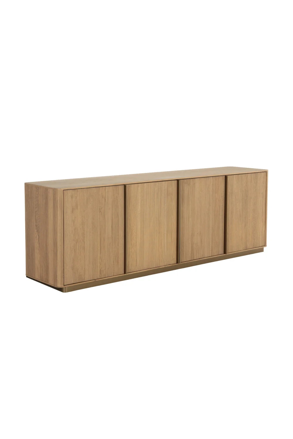 Luxury Reeded Oak 4-Door Sideboard European Style for Villa