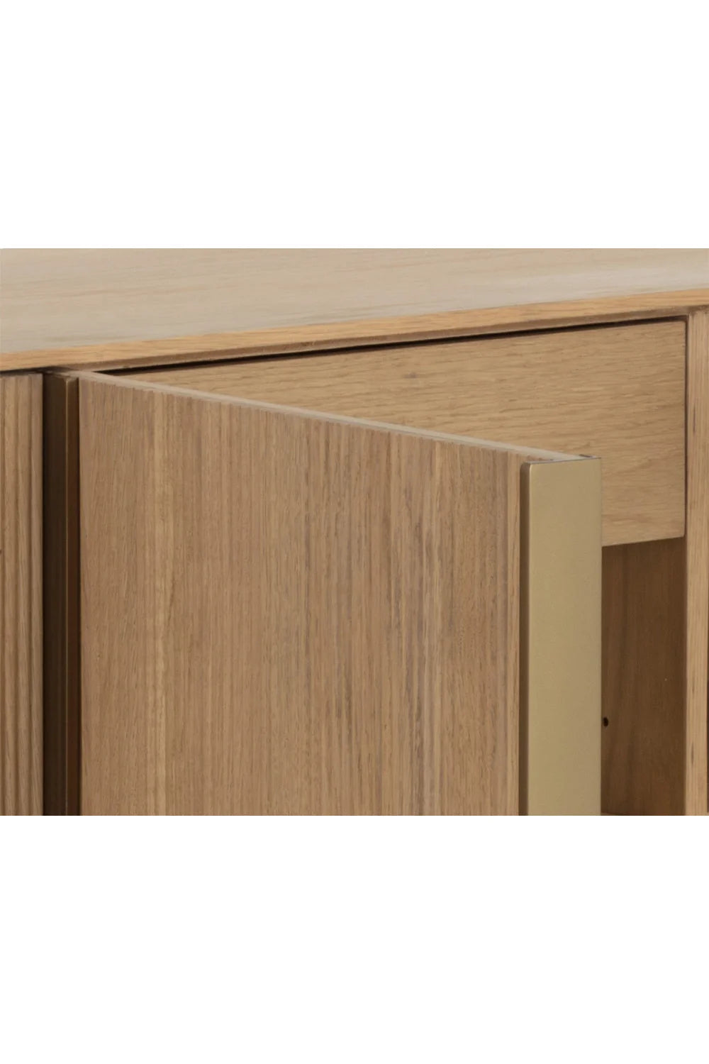 Luxury Reeded Oak 4-Door Sideboard European Style for Villa