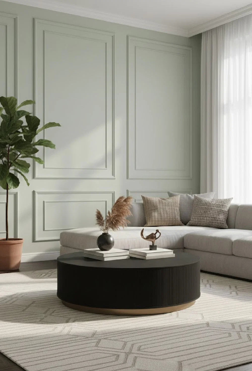Luxury Reeded Oak Coffee Table Modern Italian Style for Villa