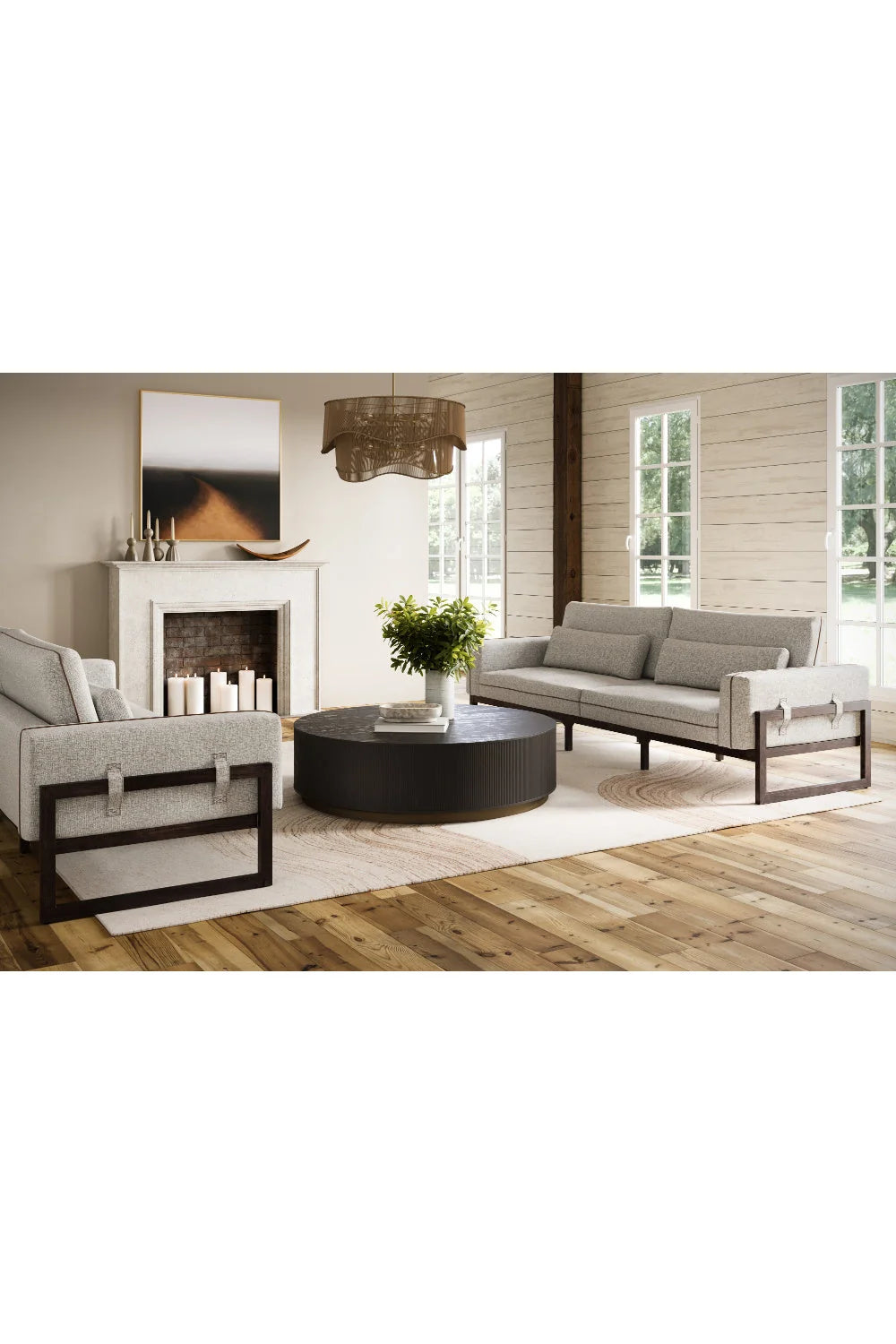Luxury Reeded Oak Coffee Table Modern Italian Style for Villa