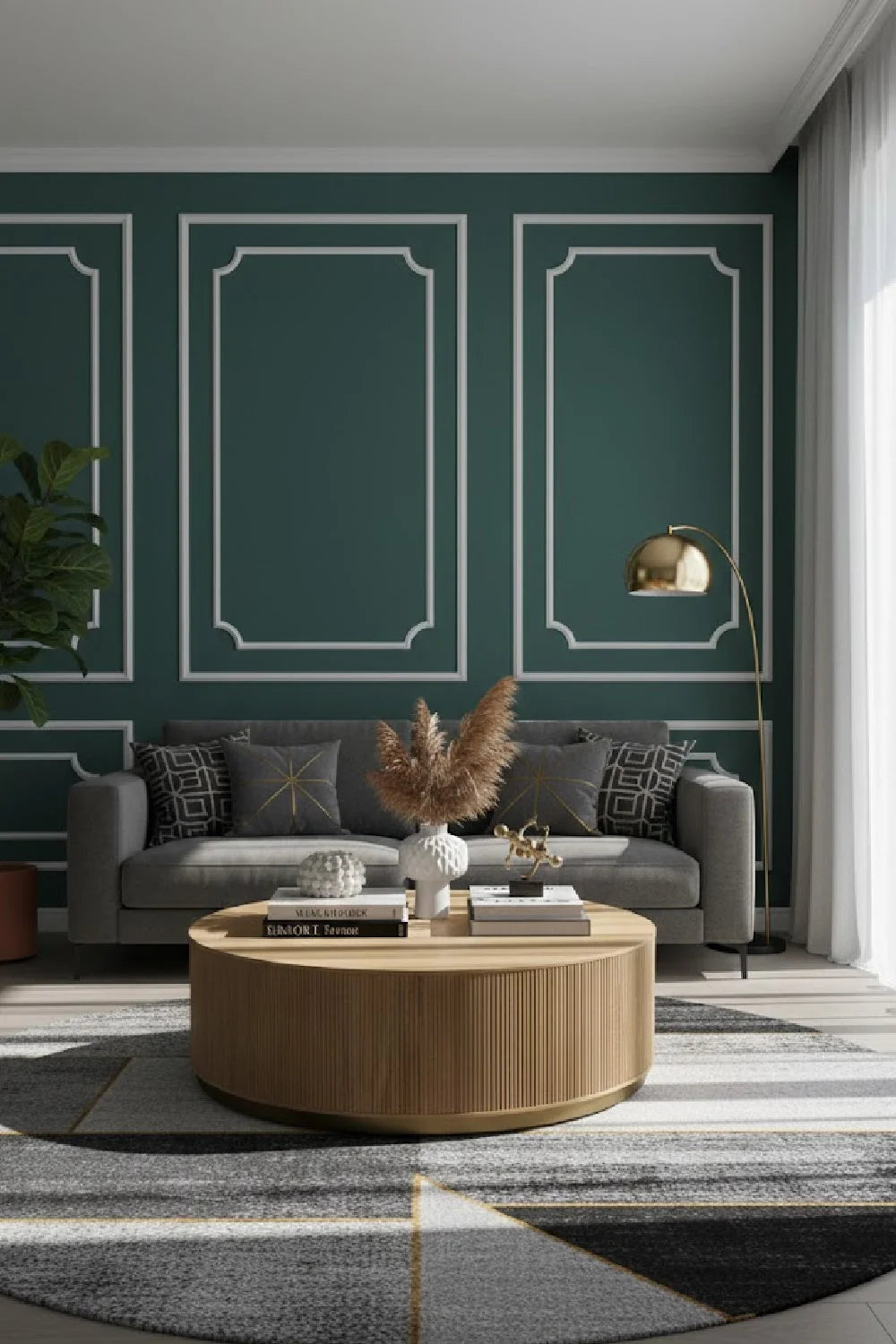 Luxury Reeded Oak Coffee Table Modern Italian Style for Villa