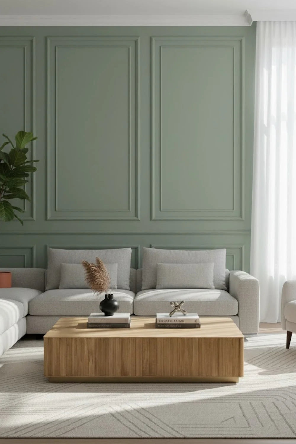 Luxury Reeded Oak Coffee Table Modern Italian Style for Villa