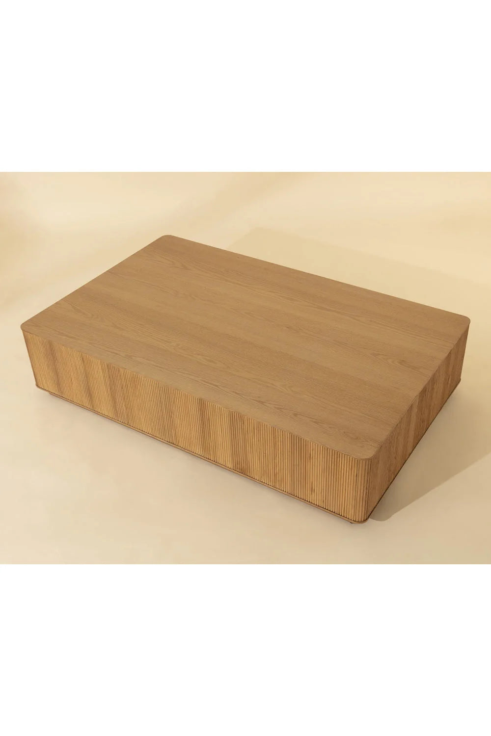 Luxury Reeded Oak Coffee Table Modern Italian Style for Villa