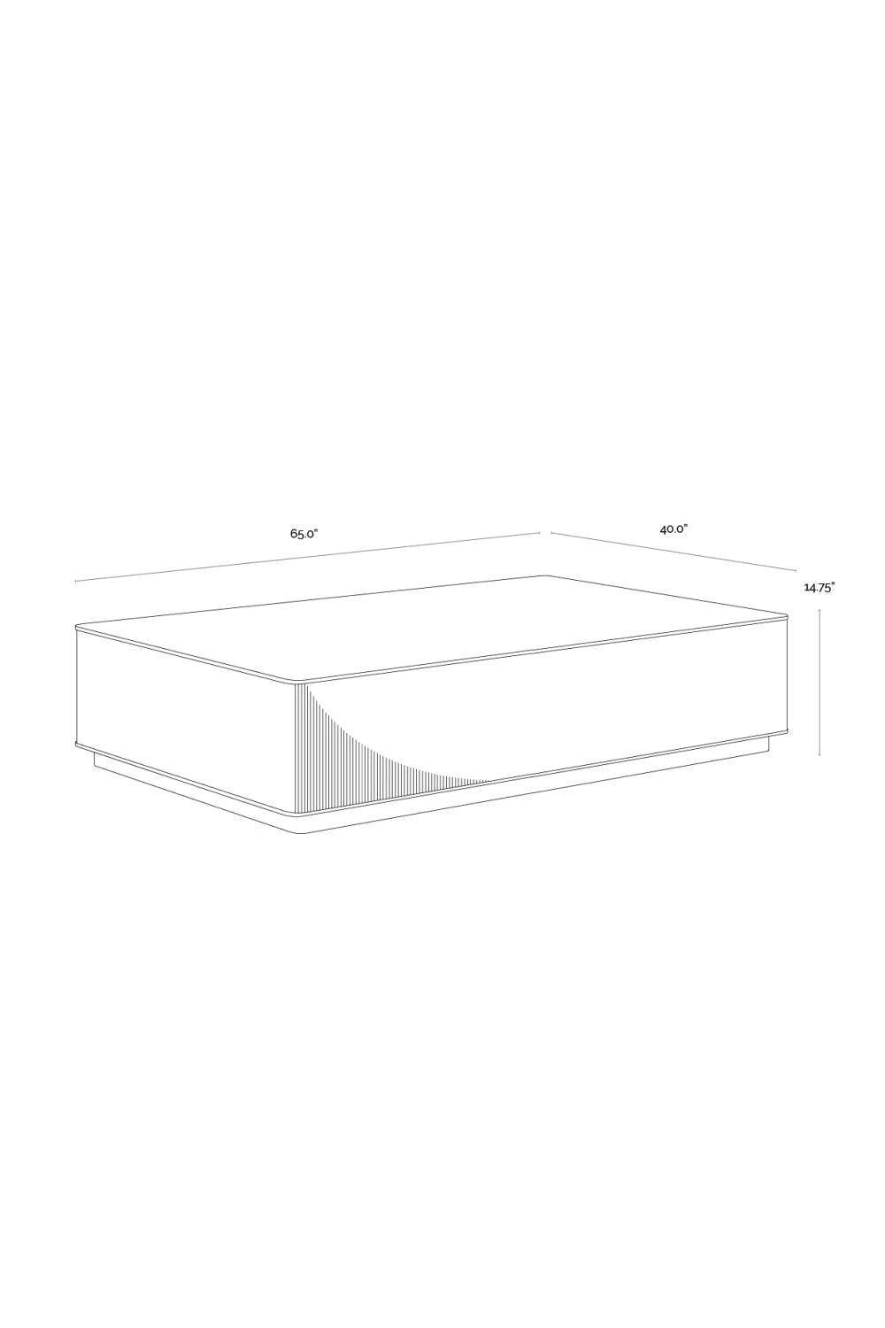 Luxury Reeded Oak Coffee Table Modern Italian Style for Villa