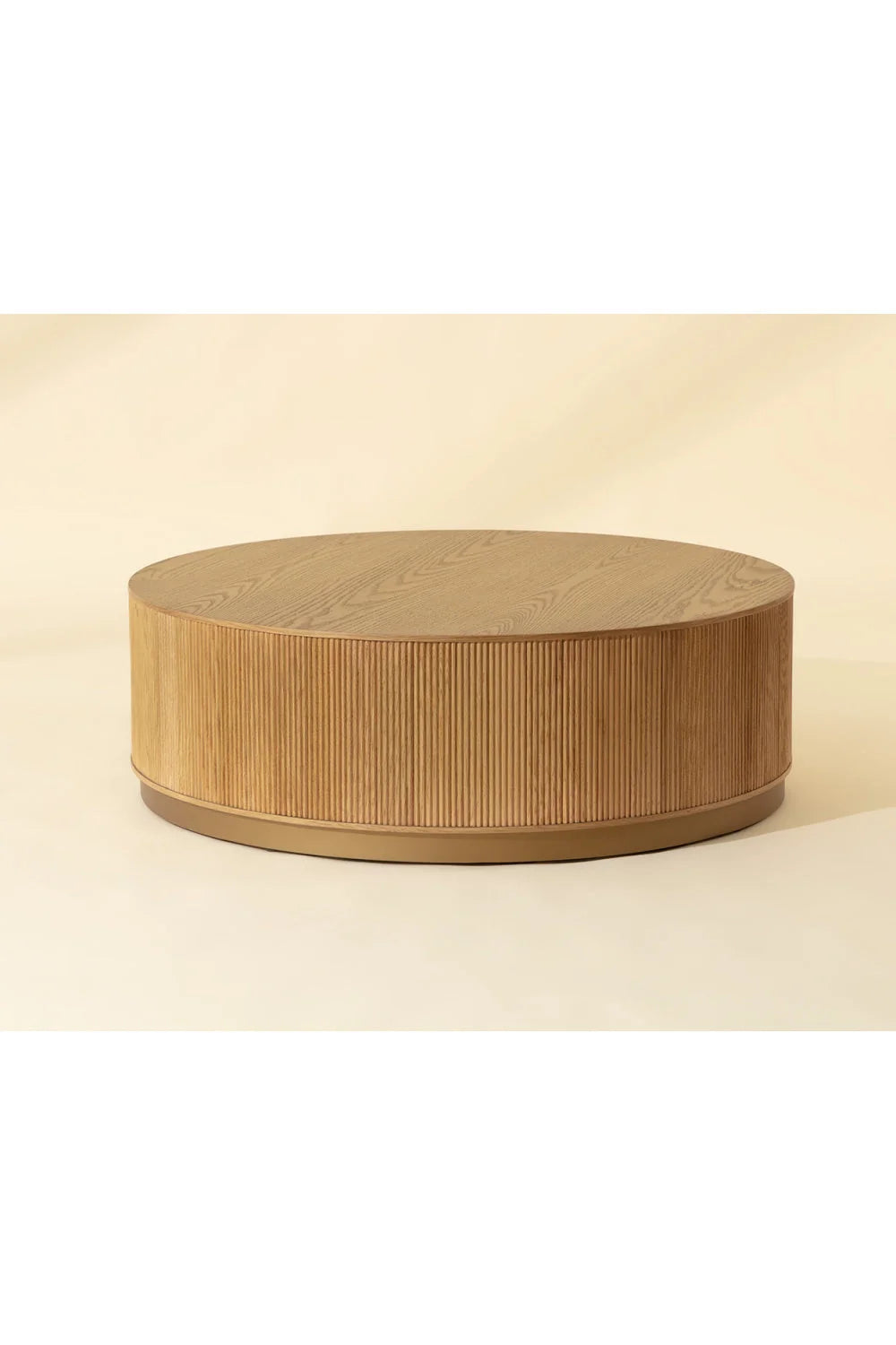 Luxury Reeded Oak Coffee Table Modern Italian Style for Villa