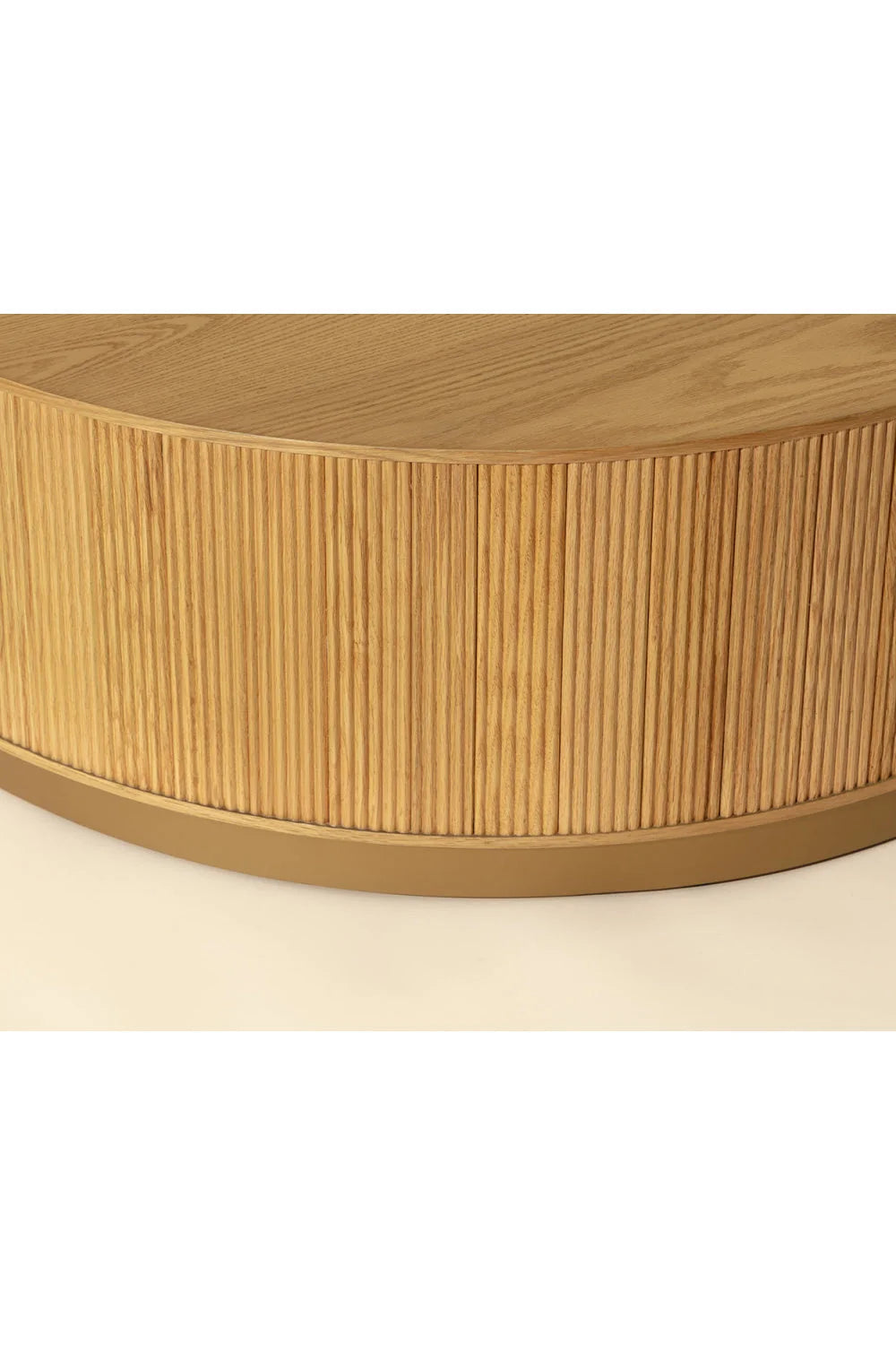 Luxury Reeded Oak Coffee Table Modern Italian Style for Villa