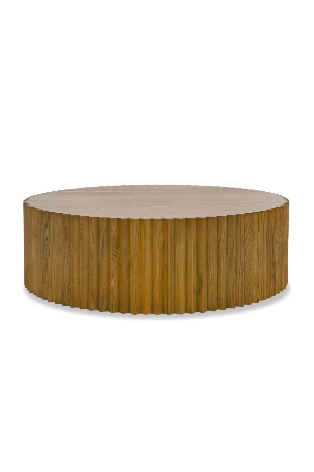 Luxury Reeded Walnut Round Coffee Table Modern Italian Style for Villa
