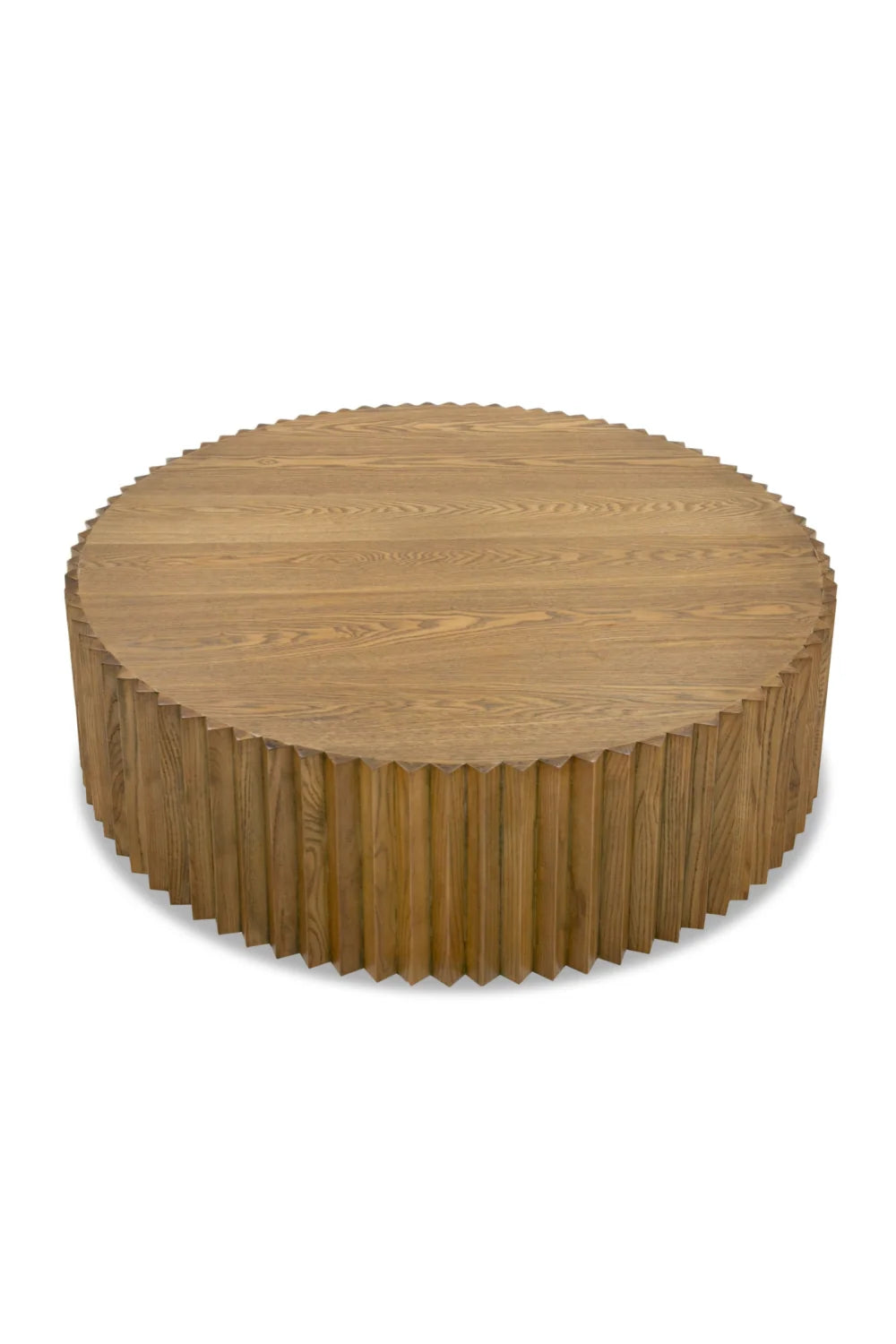 Luxury Reeded Walnut Round Coffee Table Modern Italian Style for Villa