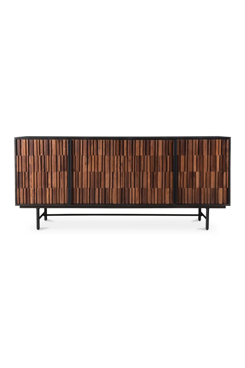 Luxury Reeded Wood 4-Door Sideboard European Style for Villa