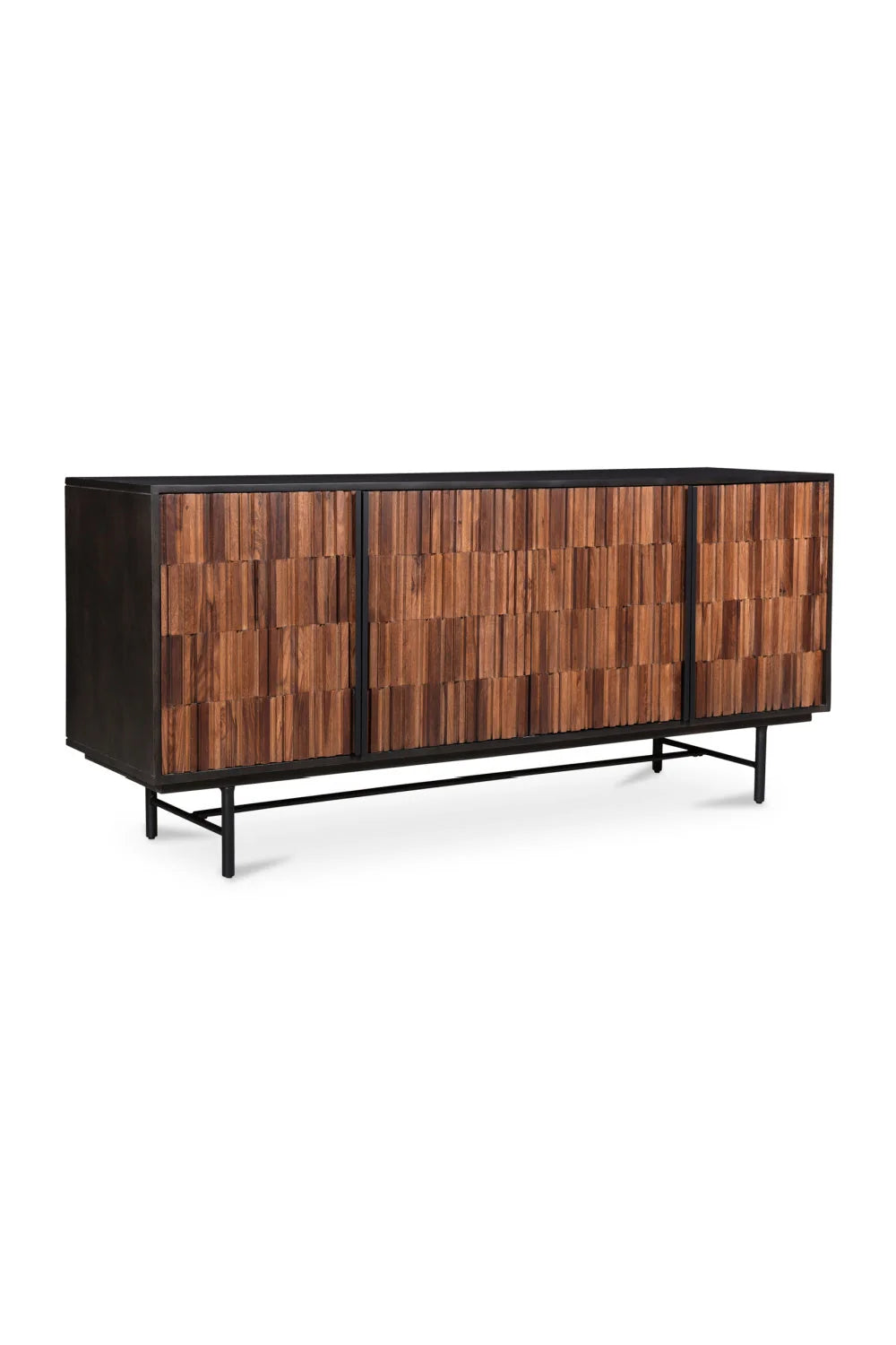 Luxury Reeded Wood 4-Door Sideboard European Style for Villa
