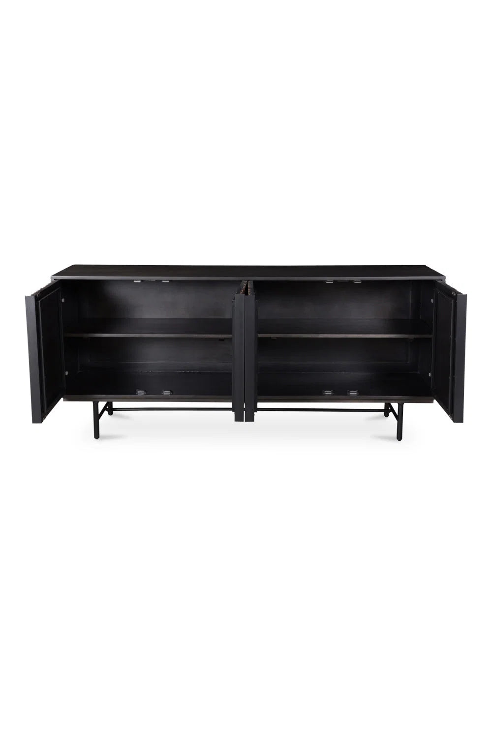 Luxury Reeded Wood 4-Door Sideboard European Style for Villa