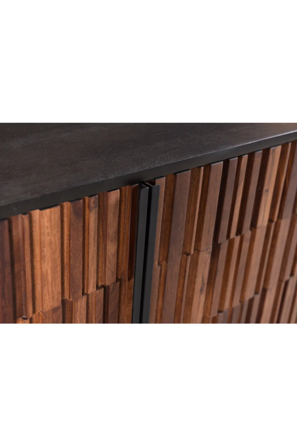 Luxury Reeded Wood 4-Door Sideboard European Style for Villa