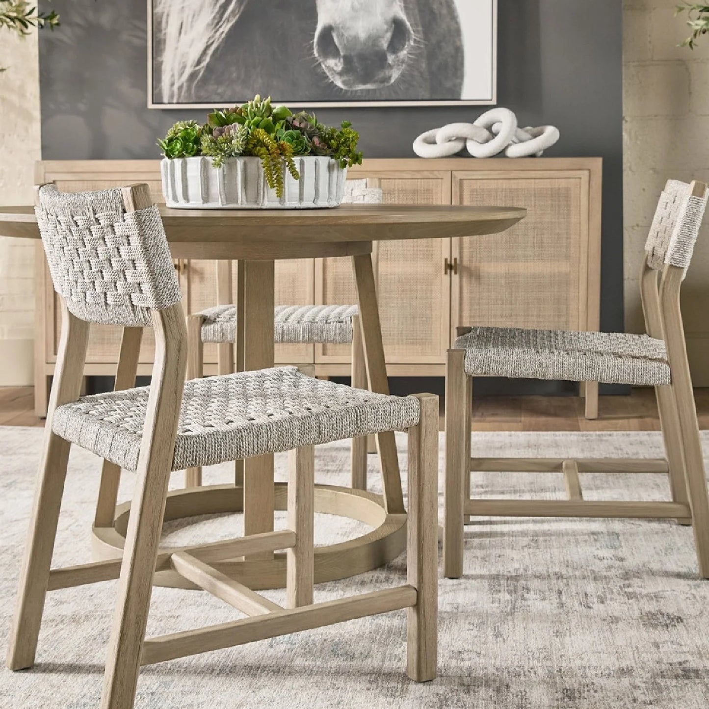 Luxury Reeves Oak Dining Table Modern Italian Style for Villa