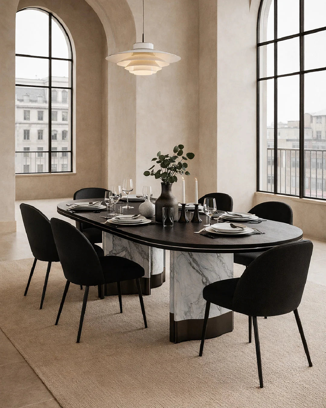 Luxury Renfew Oval Dining Table Modern Italian Style for Villa