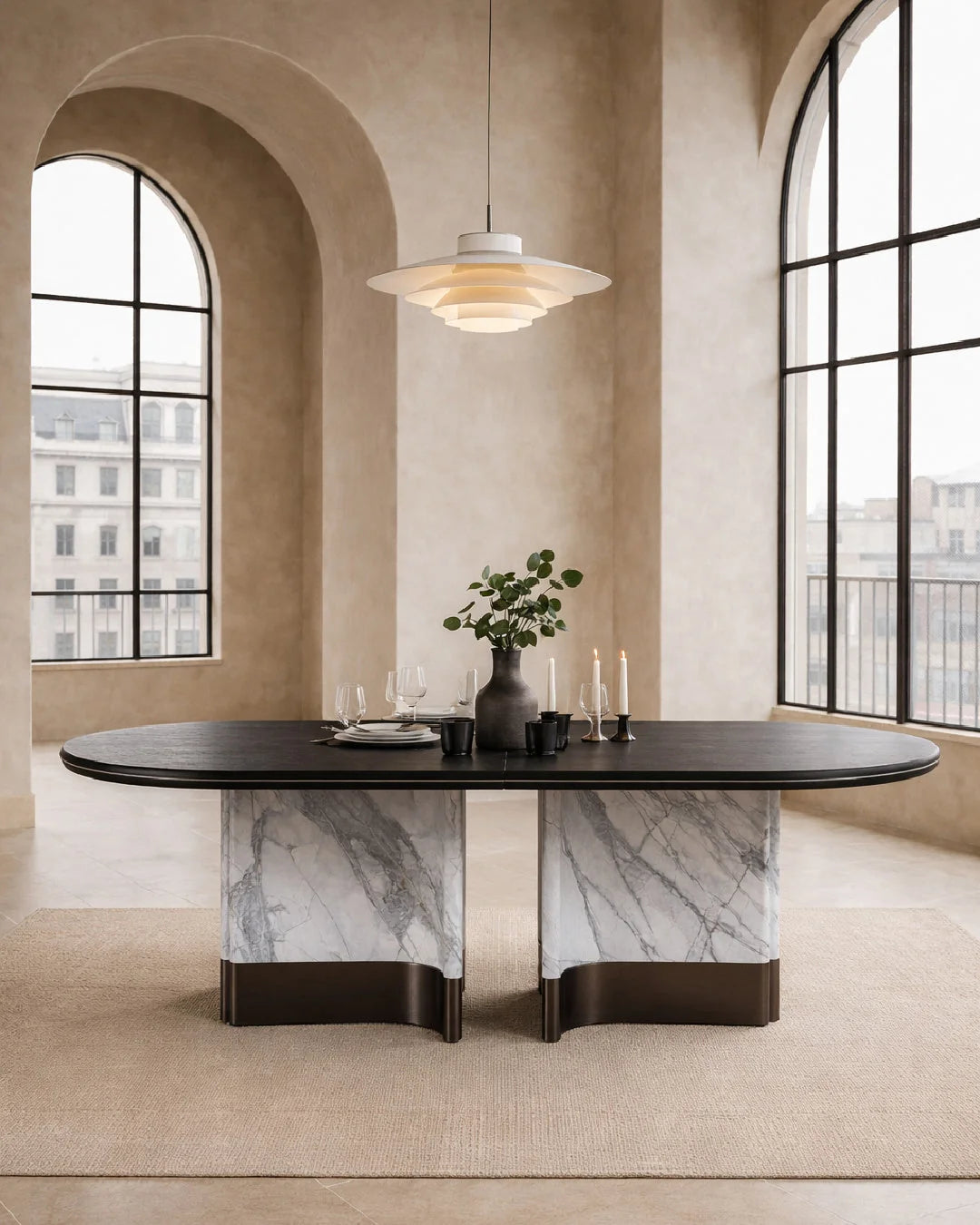 Luxury Renfew Oval Dining Table Modern Italian Style for Villa