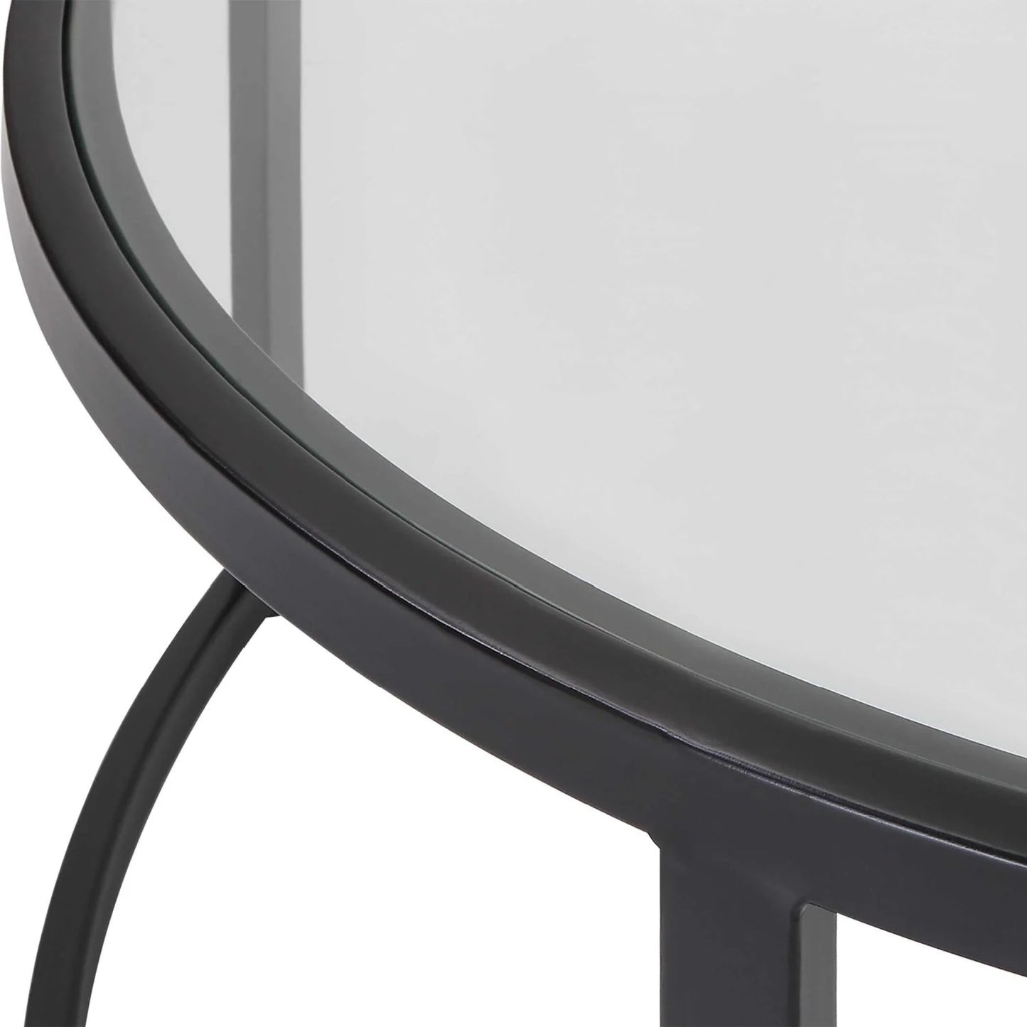 Luxury Rhea Black Glass Round Nesting Coffee Table Modern Italian Style for Villa