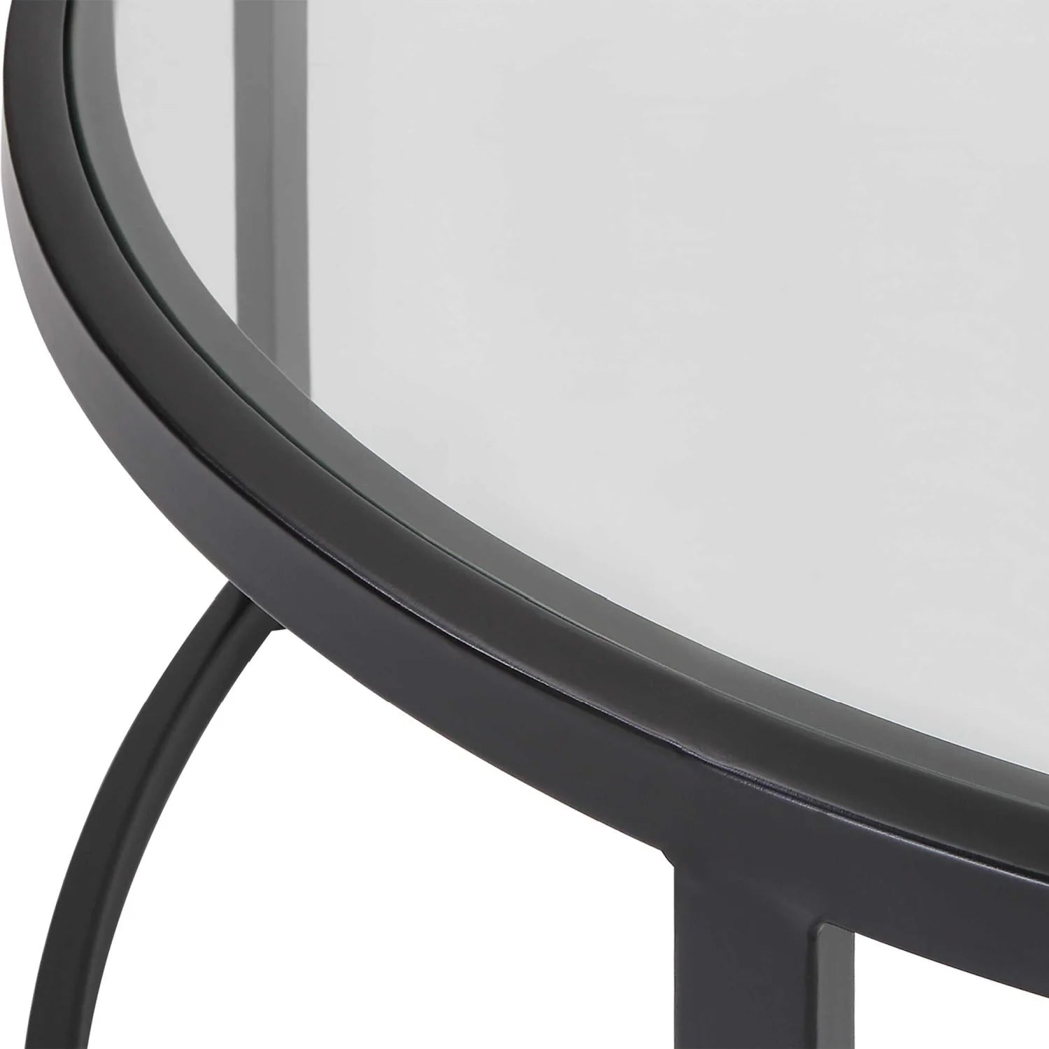 Luxury Rhea Black Glass Round Nesting Coffee Table Modern Italian Style for Villa