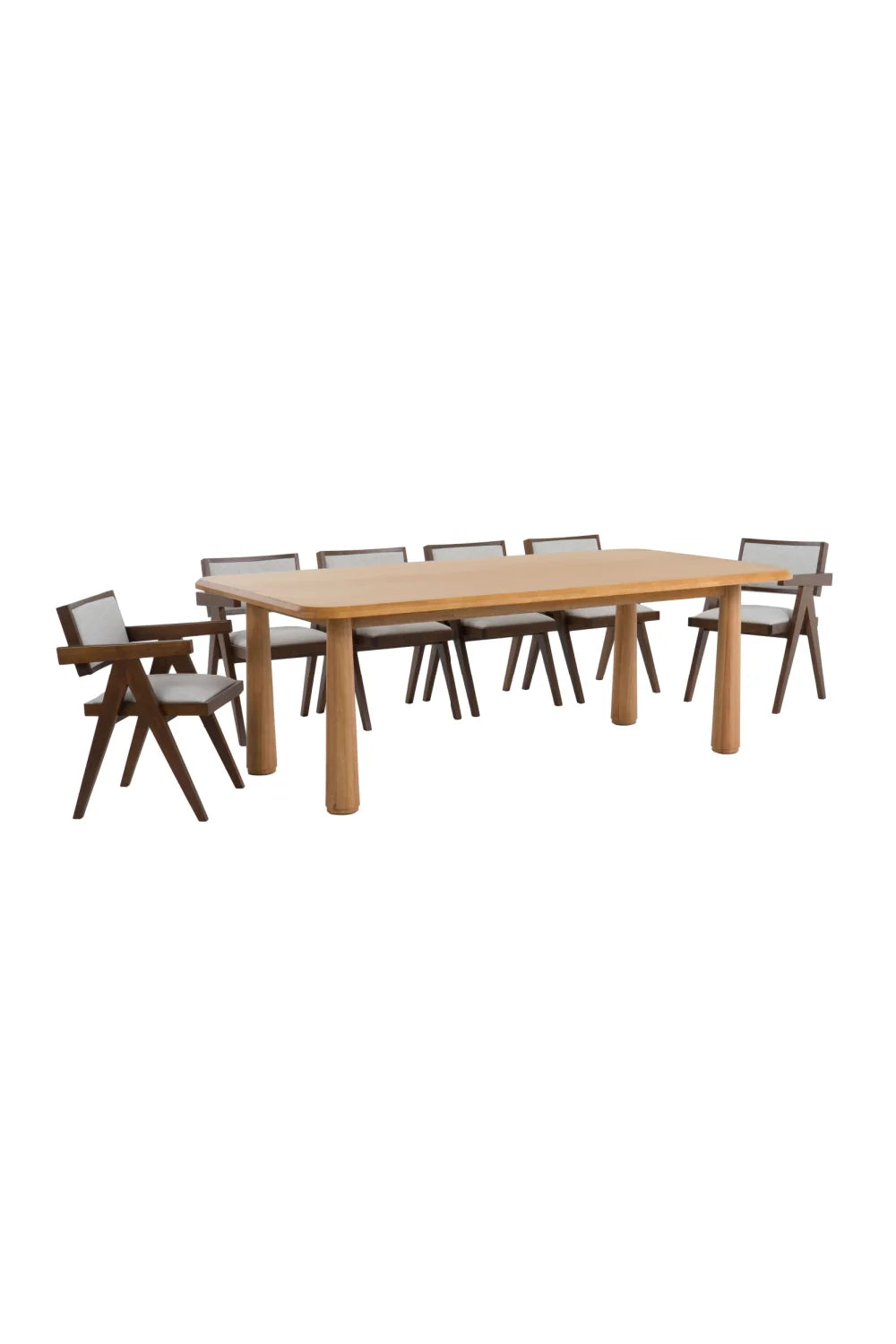 Luxury Rhea Natural Acacia Wood Rectangular Dining Table Modern Italian Style for Villa