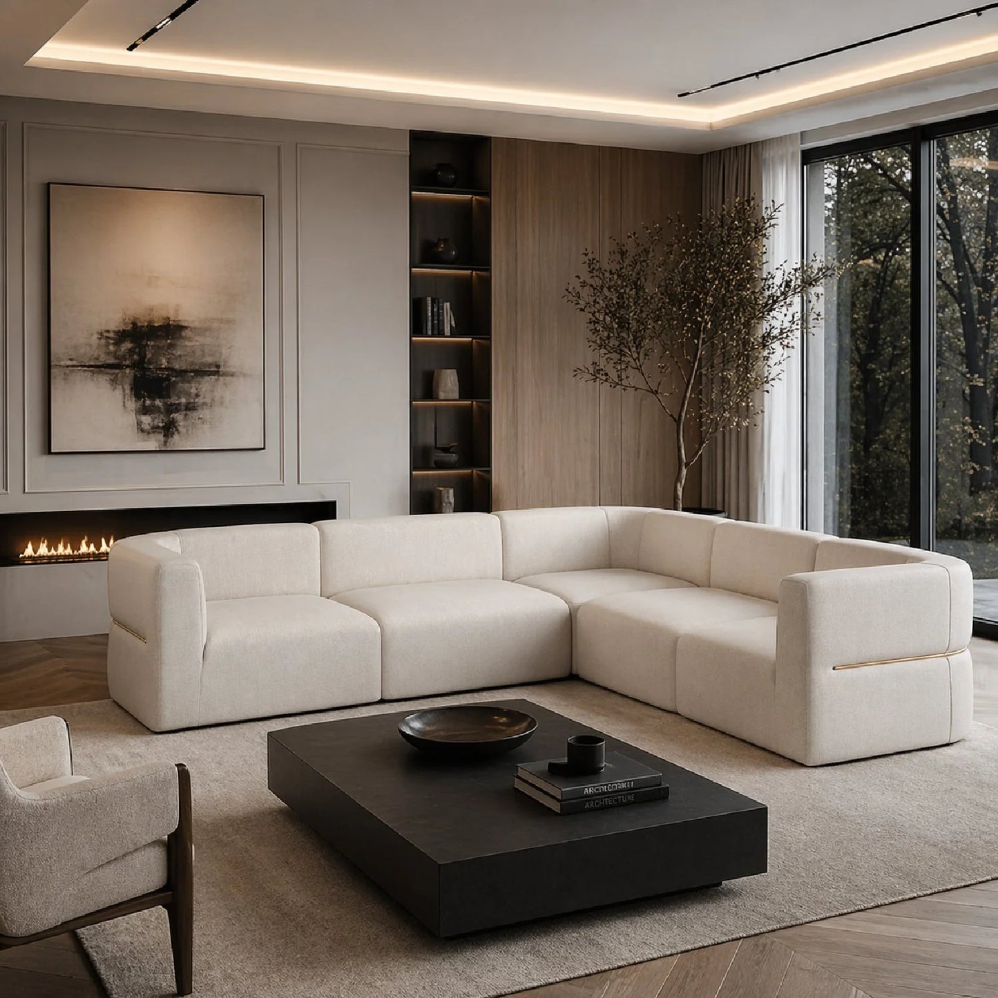 Luxury Rhythm Fabric Sectional Sofa Modern Italian Style for Villa