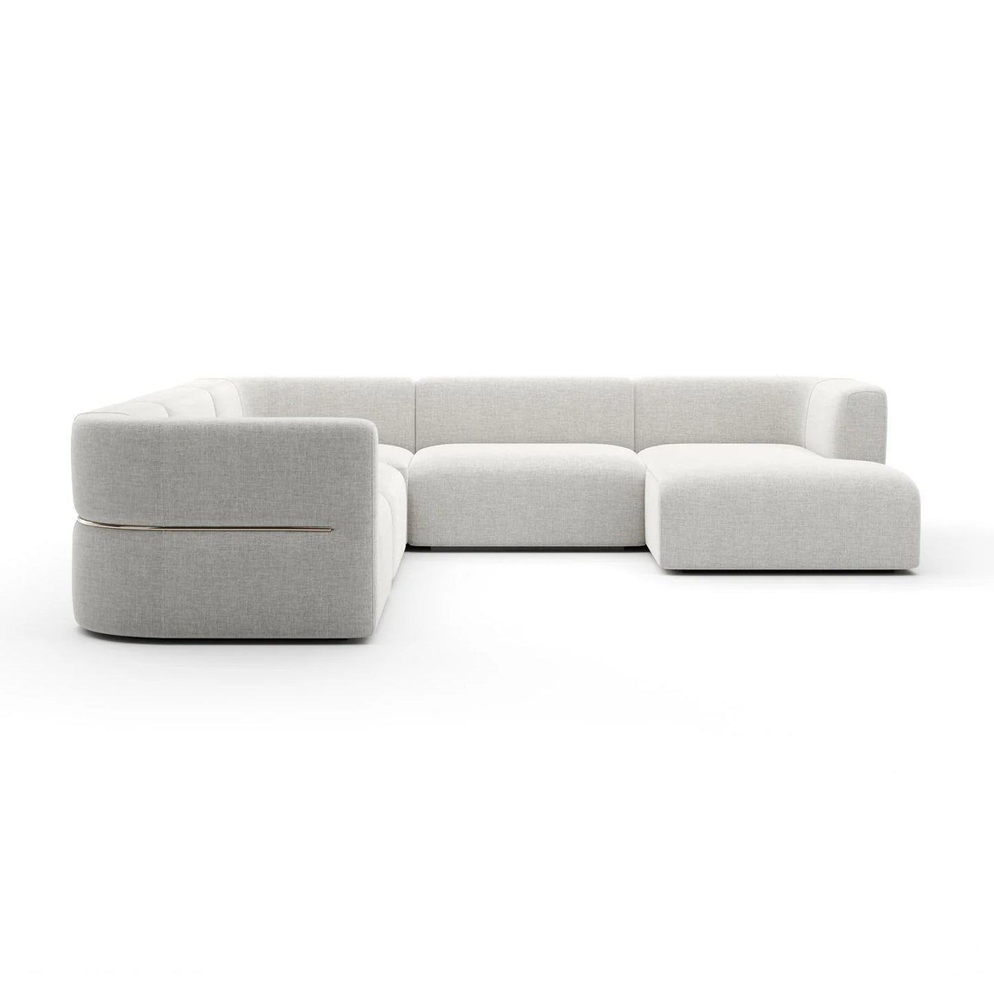 Luxury Rhythm White Ribbed Linen Sectional Sofa Modern Italian Style for Villa