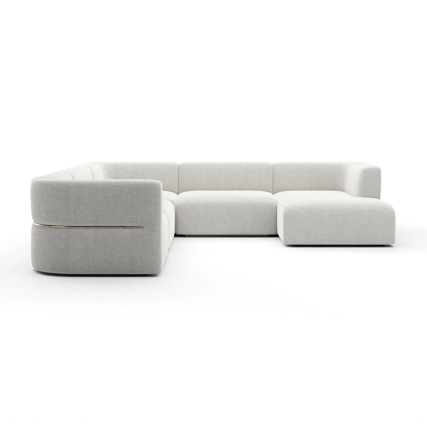 Luxury Rhythm White Ribbed Linen Sectional Sofa Modern Italian Style for Villa