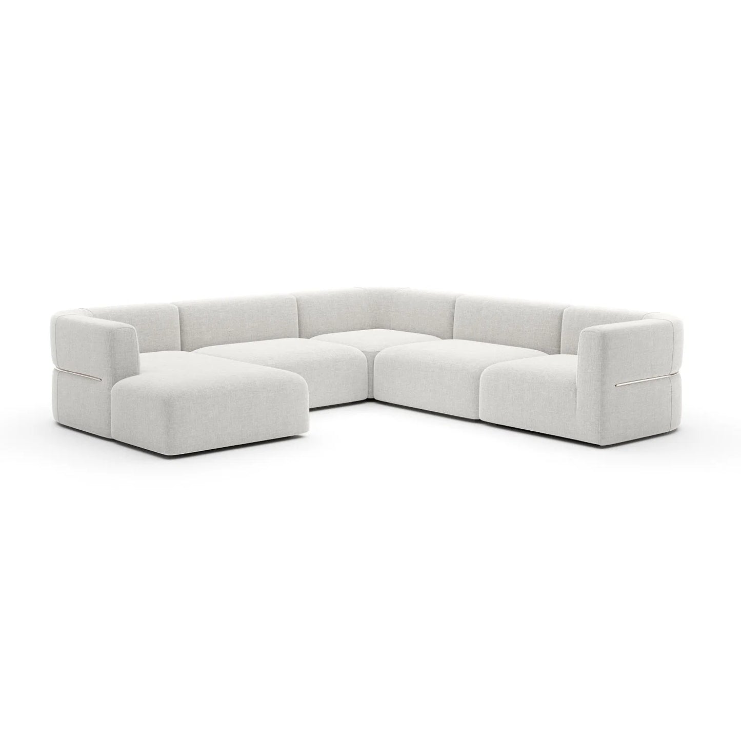 Luxury Rhythm White Ribbed Linen Sectional Sofa Modern Italian Style for Villa