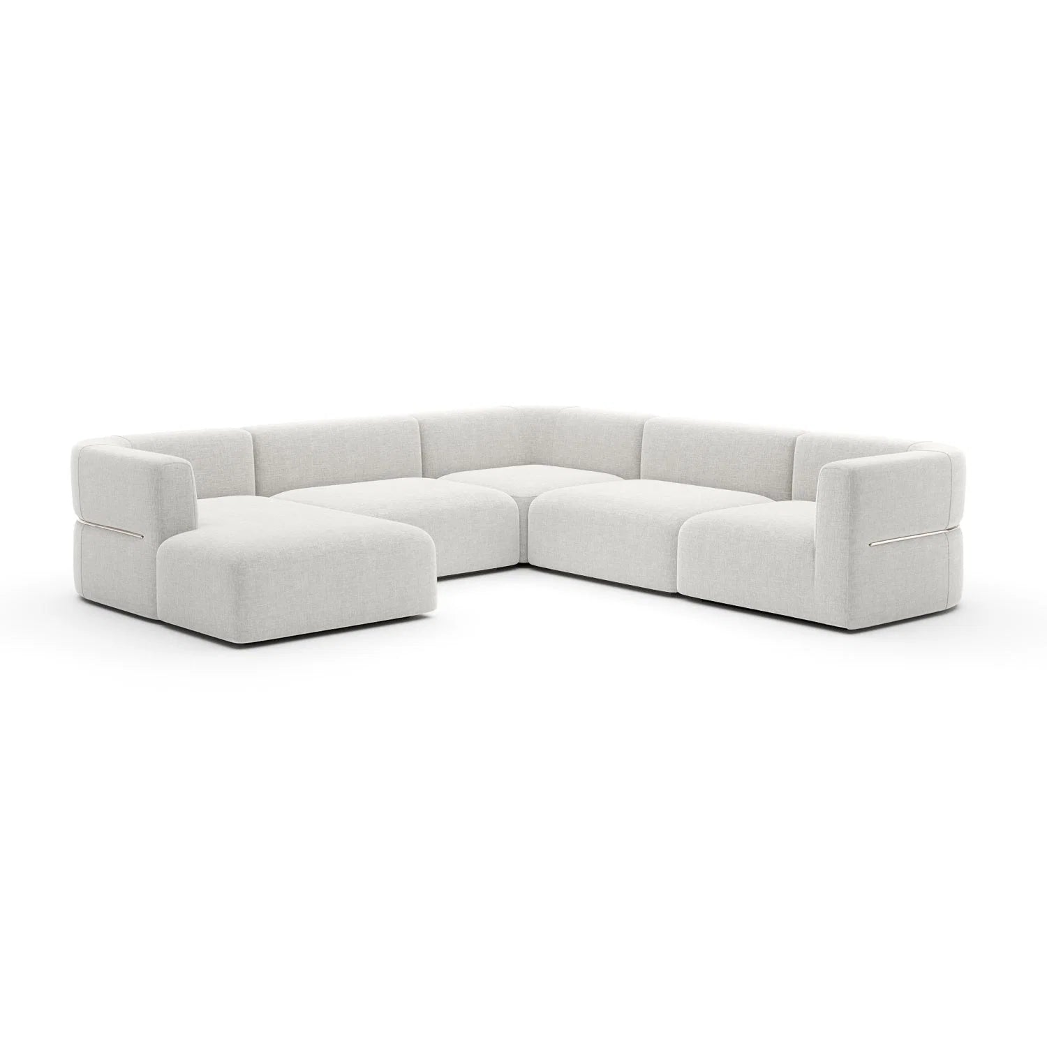 Luxury Rhythm White Ribbed Linen Sectional Sofa Modern Italian Style for Villa