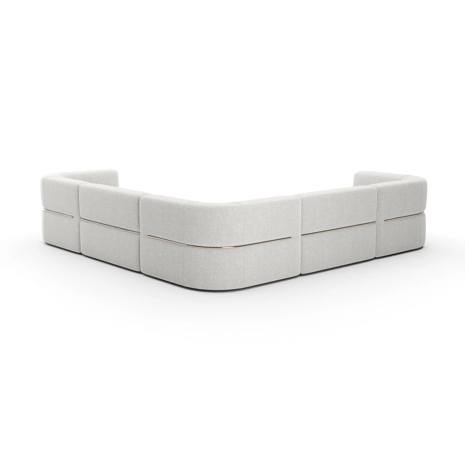 Luxury Rhythm White Ribbed Linen Sectional Sofa Modern Italian Style for Villa