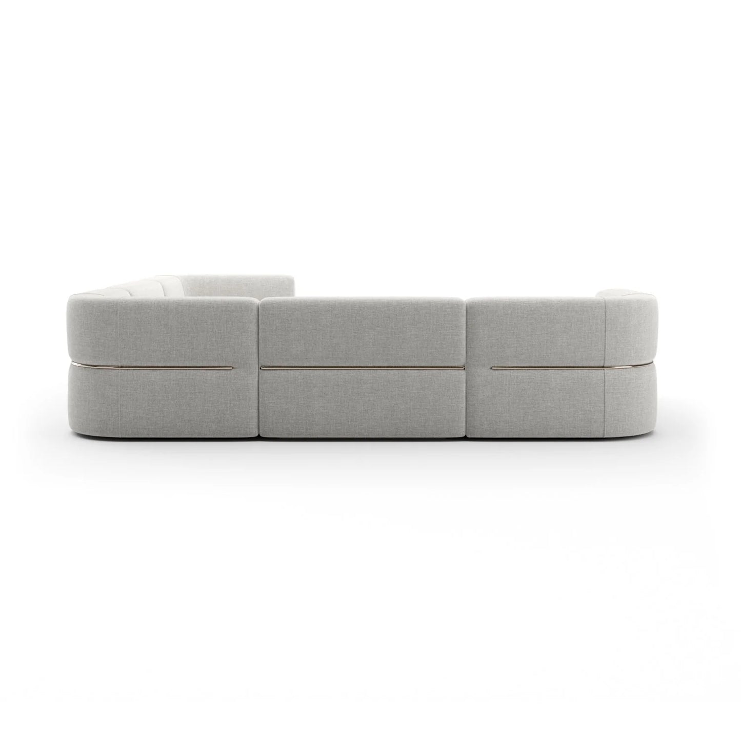Luxury Rhythm White Ribbed Linen Sectional Sofa Modern Italian Style for Villa