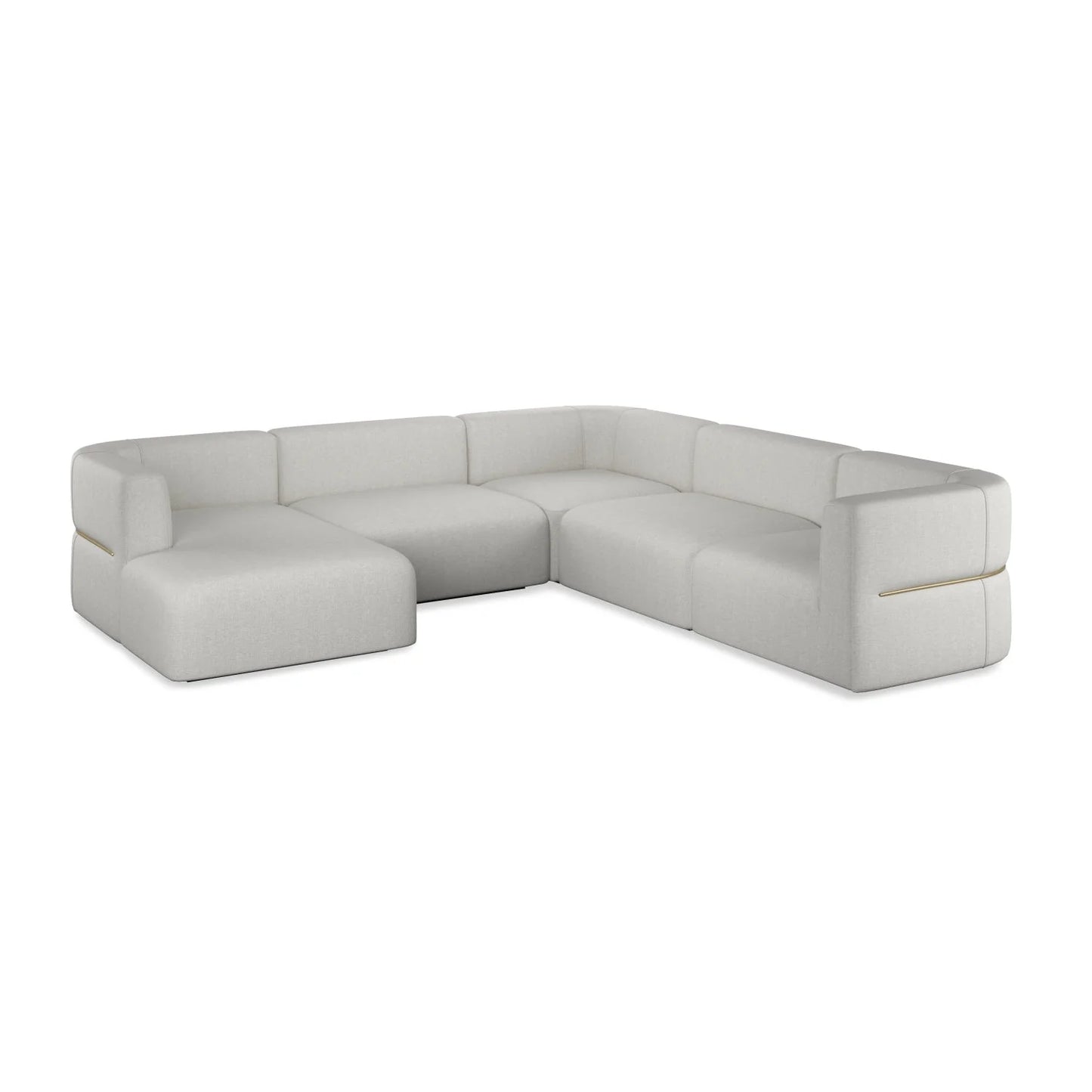 Luxury Rhythm White Ribbed Linen Sectional Sofa Modern Italian Style for Villa