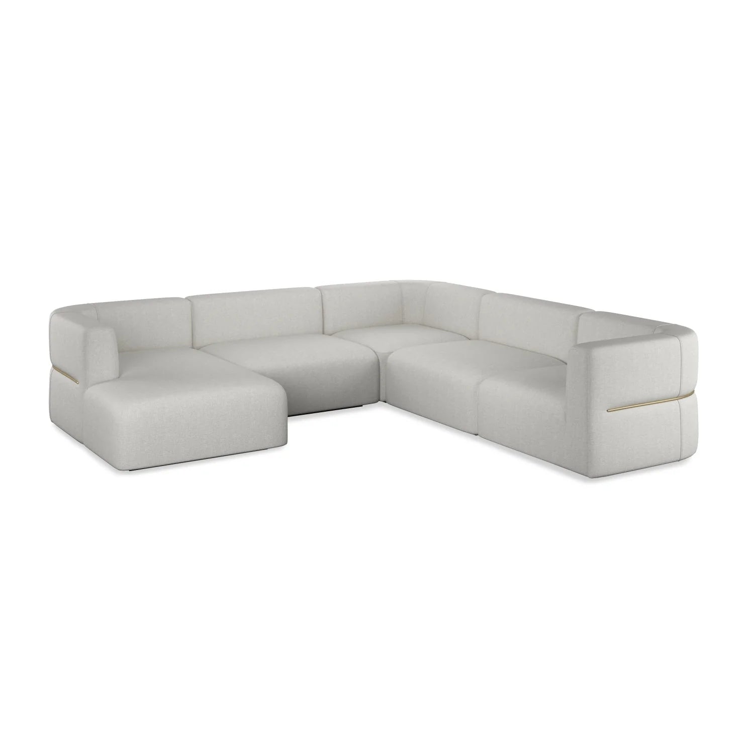 Luxury Rhythm White Ribbed Linen Sectional Sofa Modern Italian Style for Villa