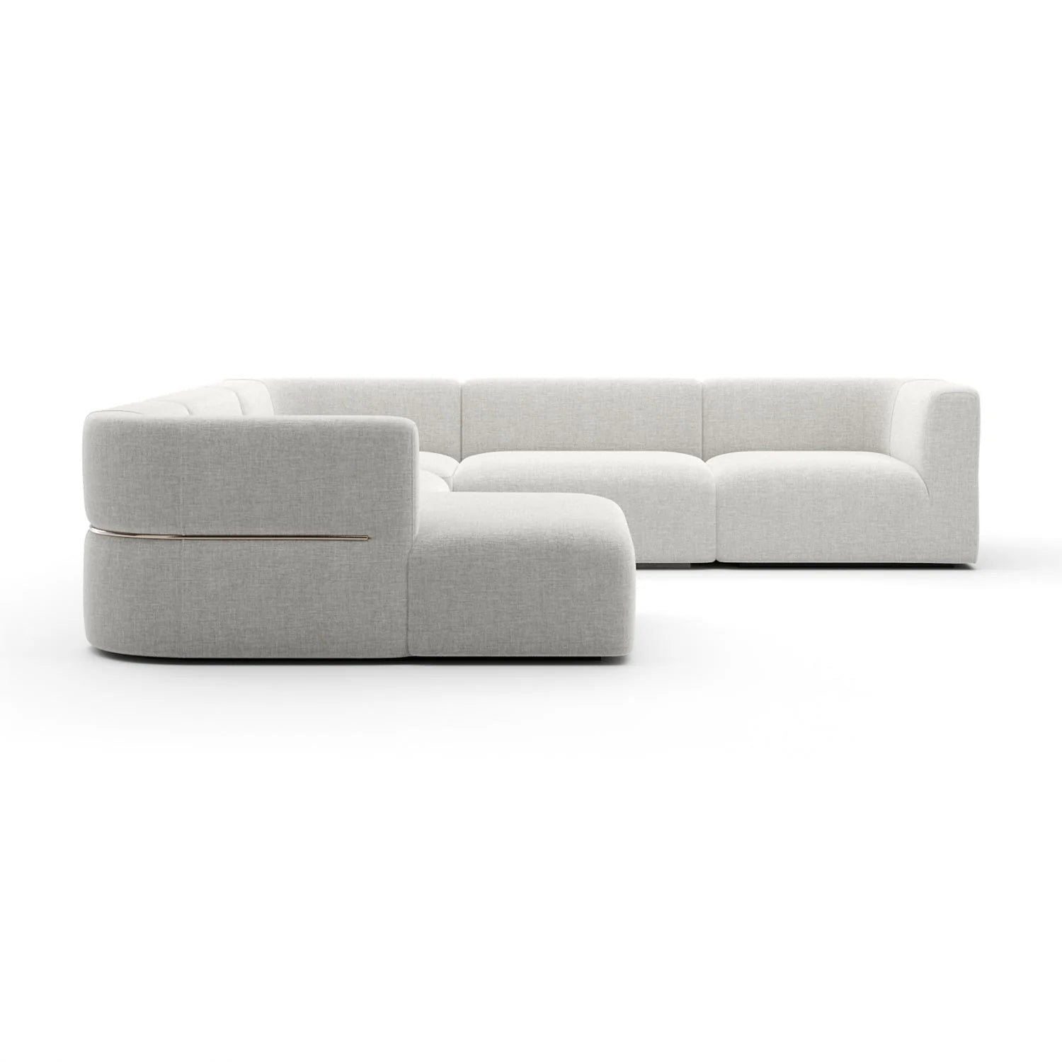 Luxury Rhythm White Ribbed Linen Sectional Sofa Modern Italian Style for Villa