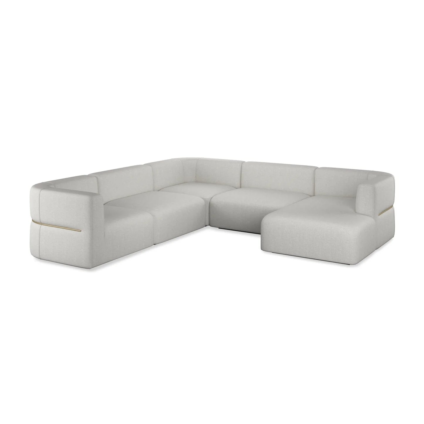 Luxury Rhythm White Ribbed Linen Sectional Sofa Modern Italian Style for Villa