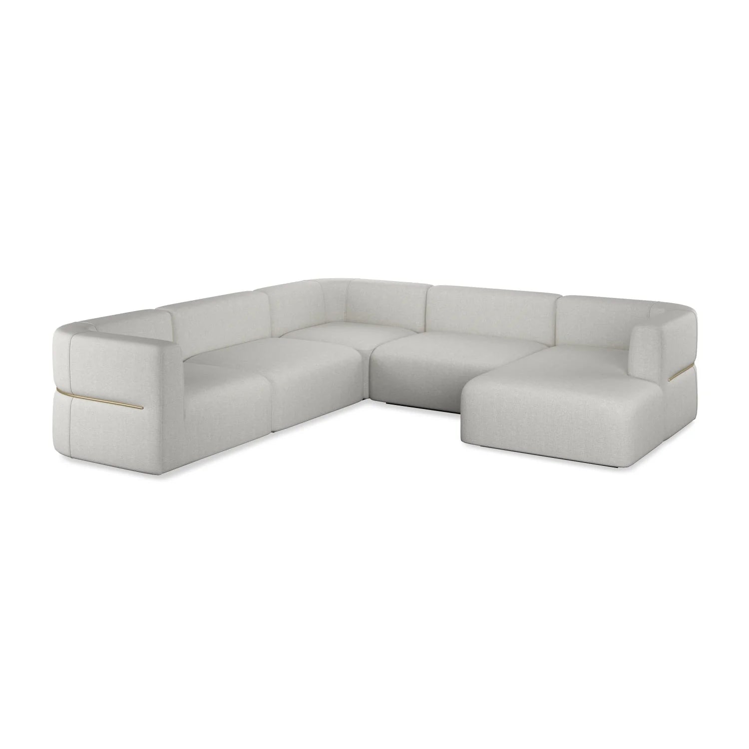 Luxury Rhythm White Ribbed Linen Sectional Sofa Modern Italian Style for Villa