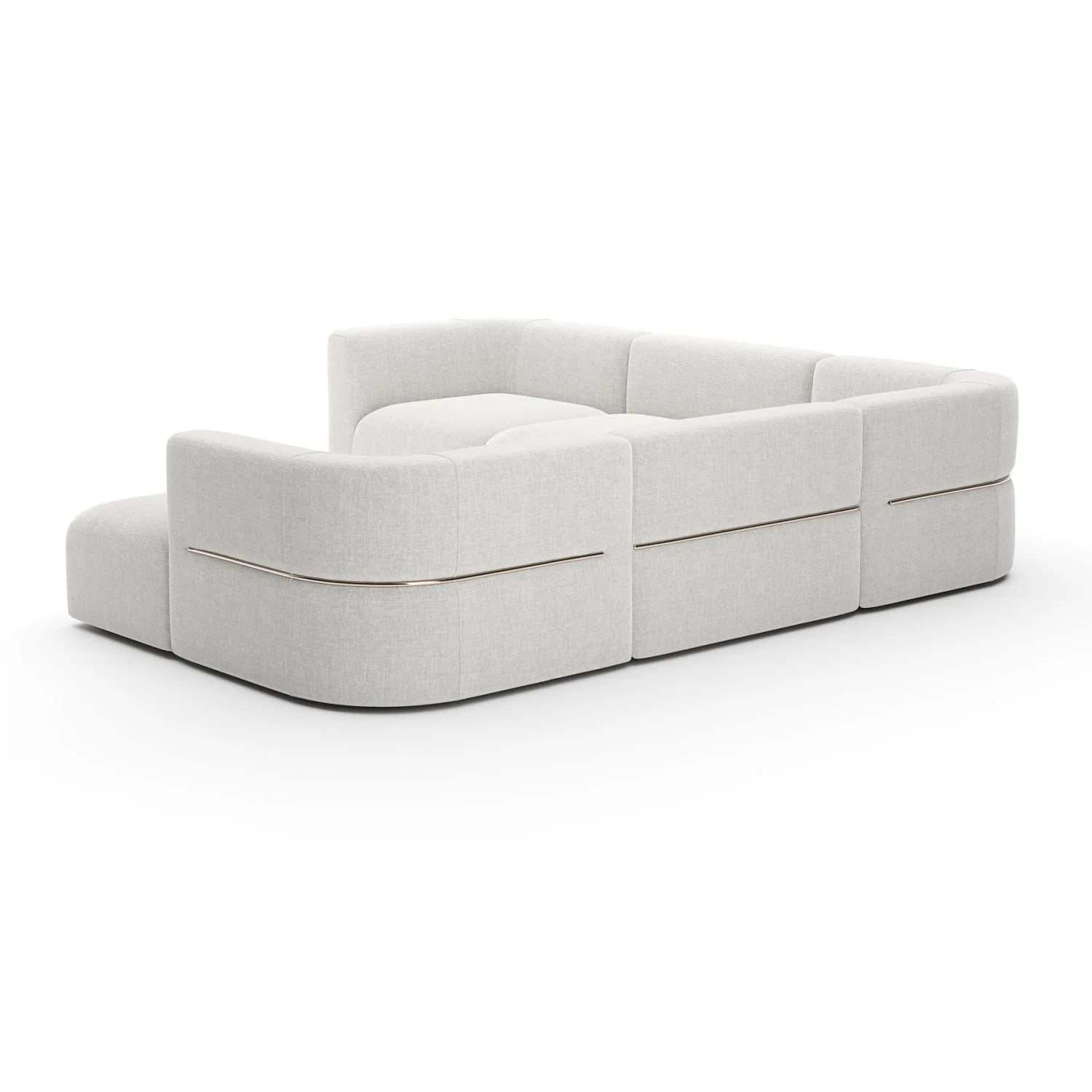 Luxury Rhythm White Ribbed Linen Sectional Sofa Modern Italian Style for Villa