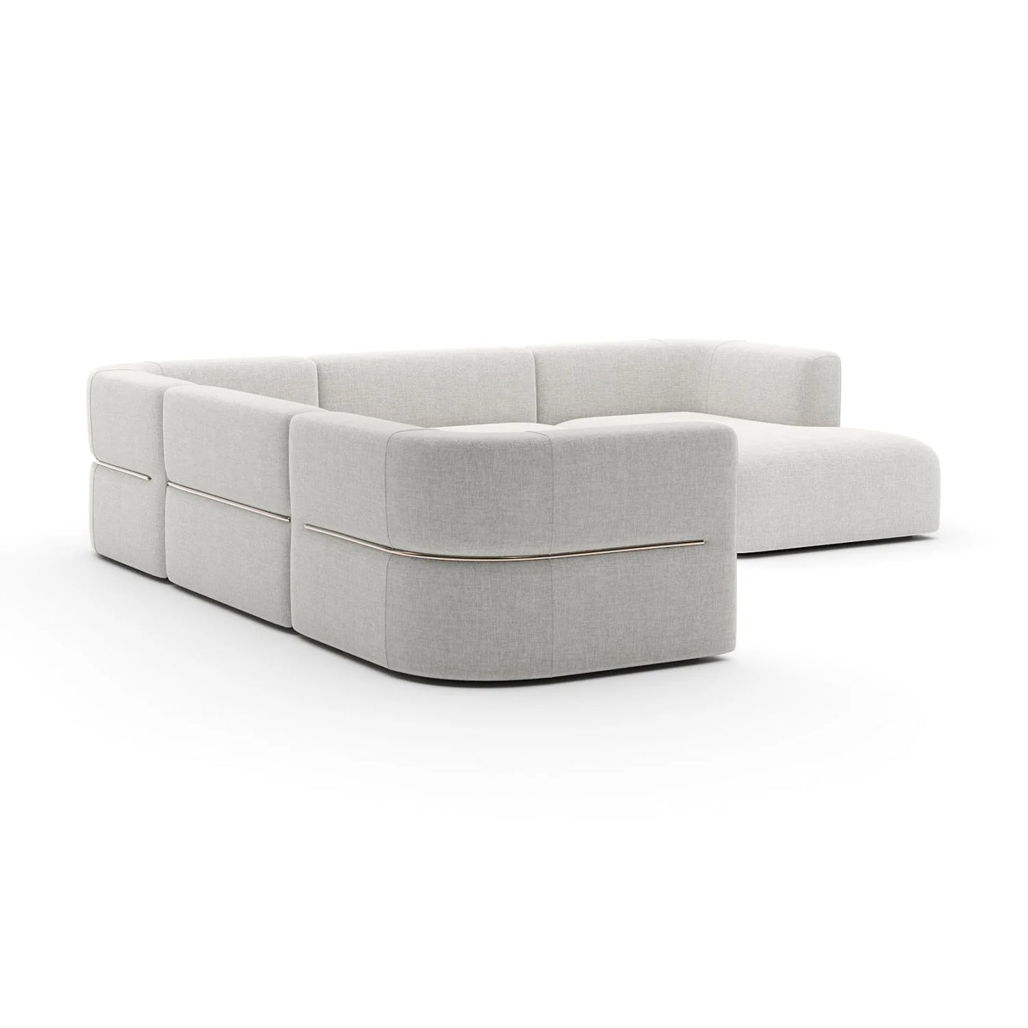 Luxury Rhythm White Ribbed Linen Sectional Sofa Modern Italian Style for Villa