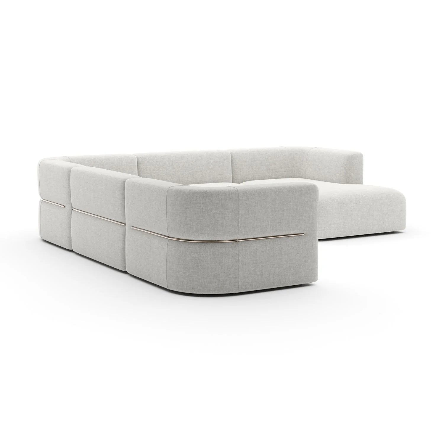 Luxury Rhythm White Ribbed Linen Sectional Sofa Modern Italian Style for Villa