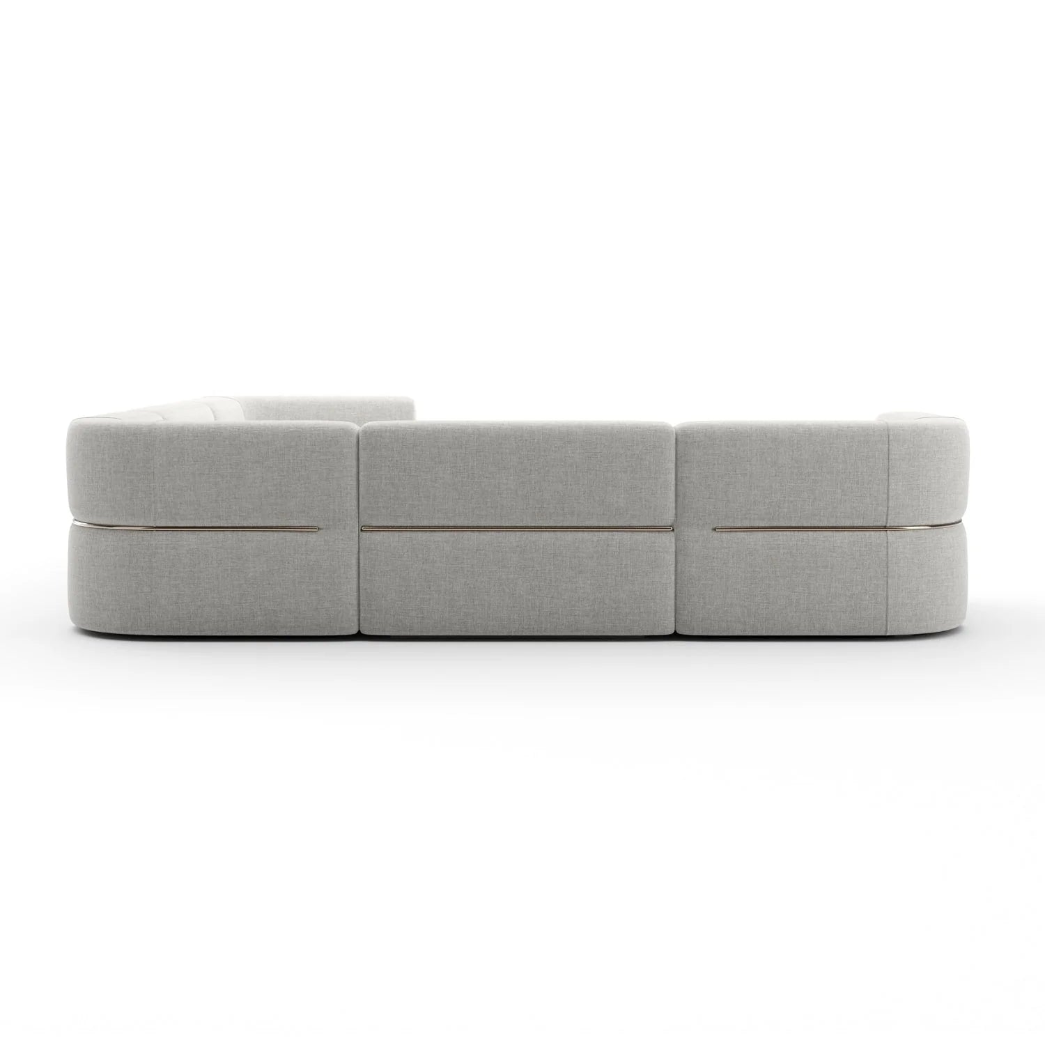 Luxury Rhythm White Ribbed Linen Sectional Sofa Modern Italian Style for Villa