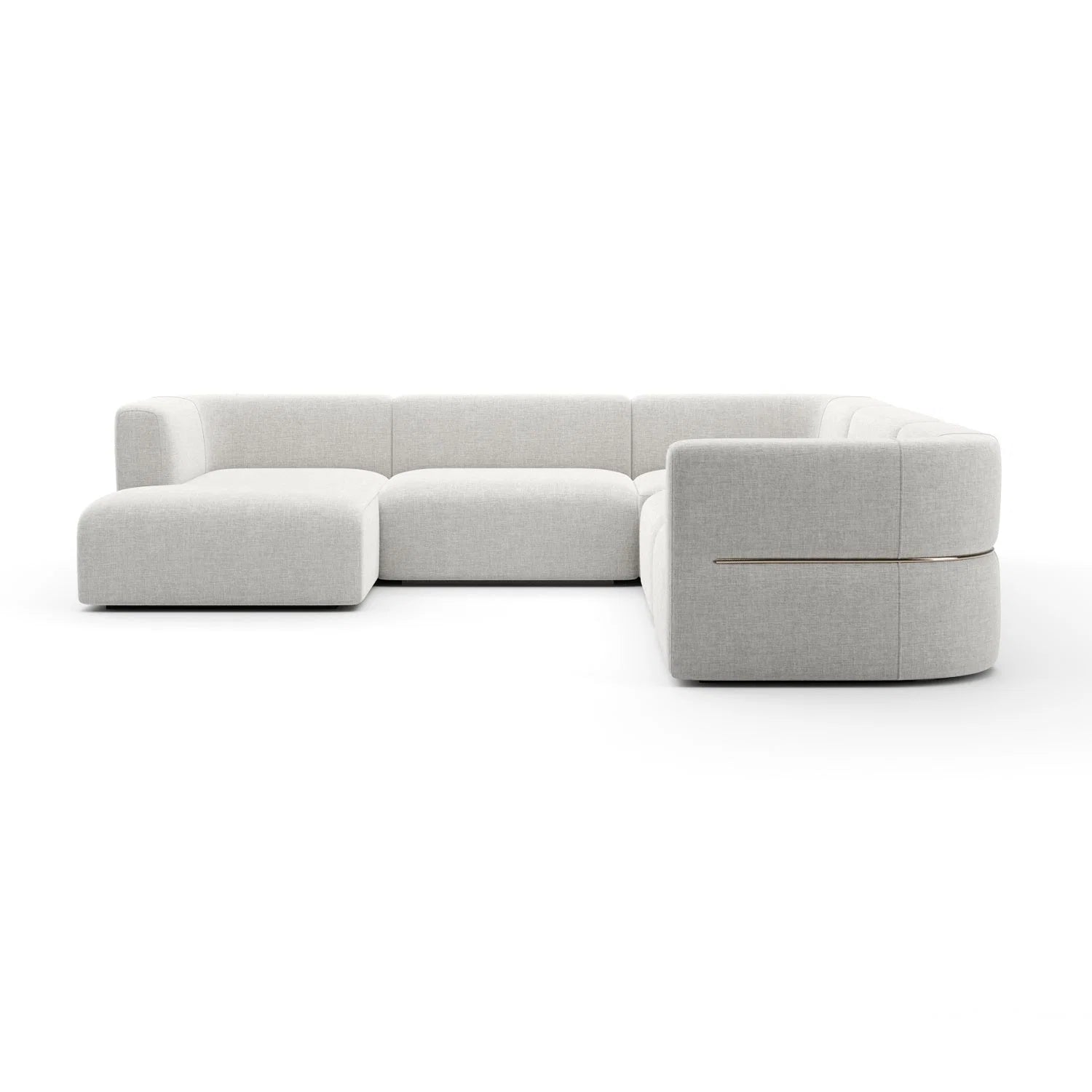 Luxury Rhythm White Ribbed Linen Sectional Sofa Modern Italian Style for Villa