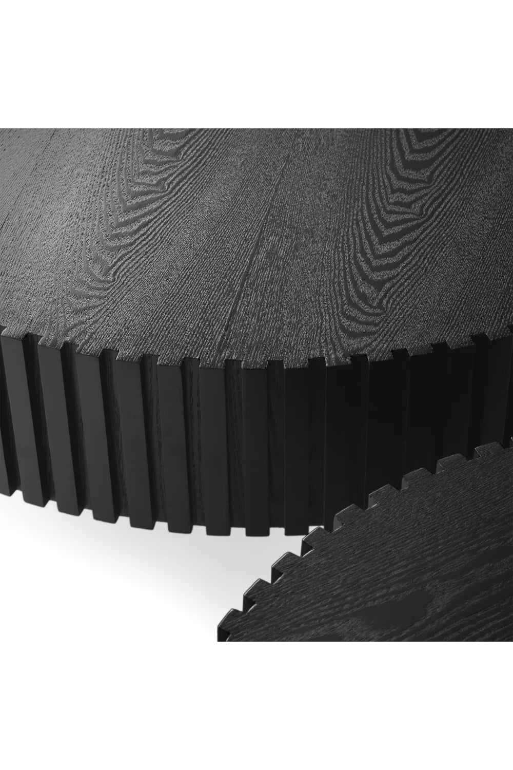 Luxury Ribbed Black Ash Coffee Table Modern Italian Style for Villa