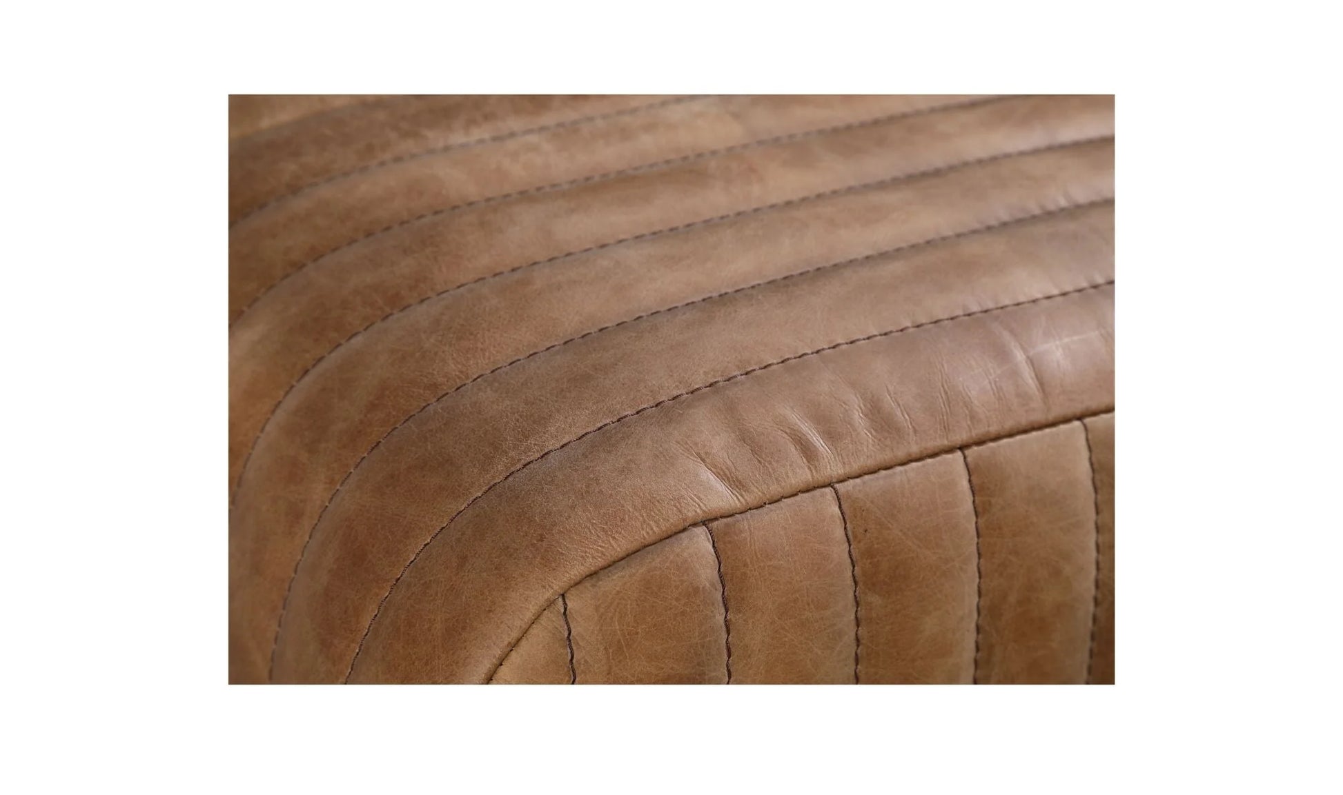 Luxury Ribbed Brown Leather Bench European Style for Villa