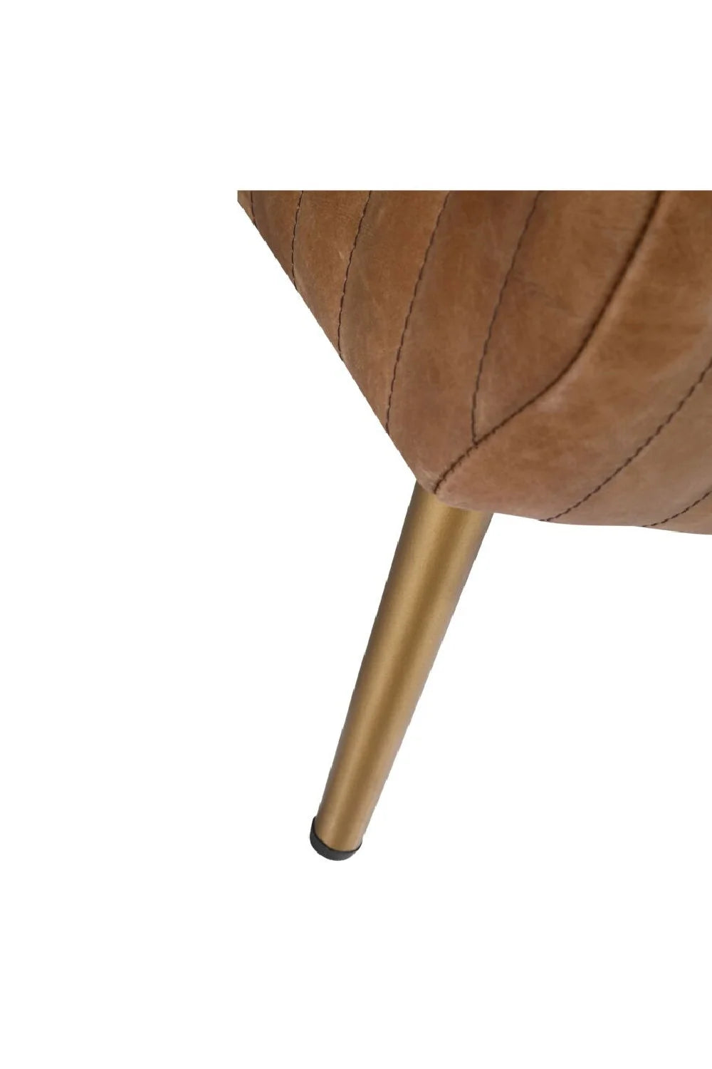 Luxury Ribbed Brown Leather Bench European Style for Villa