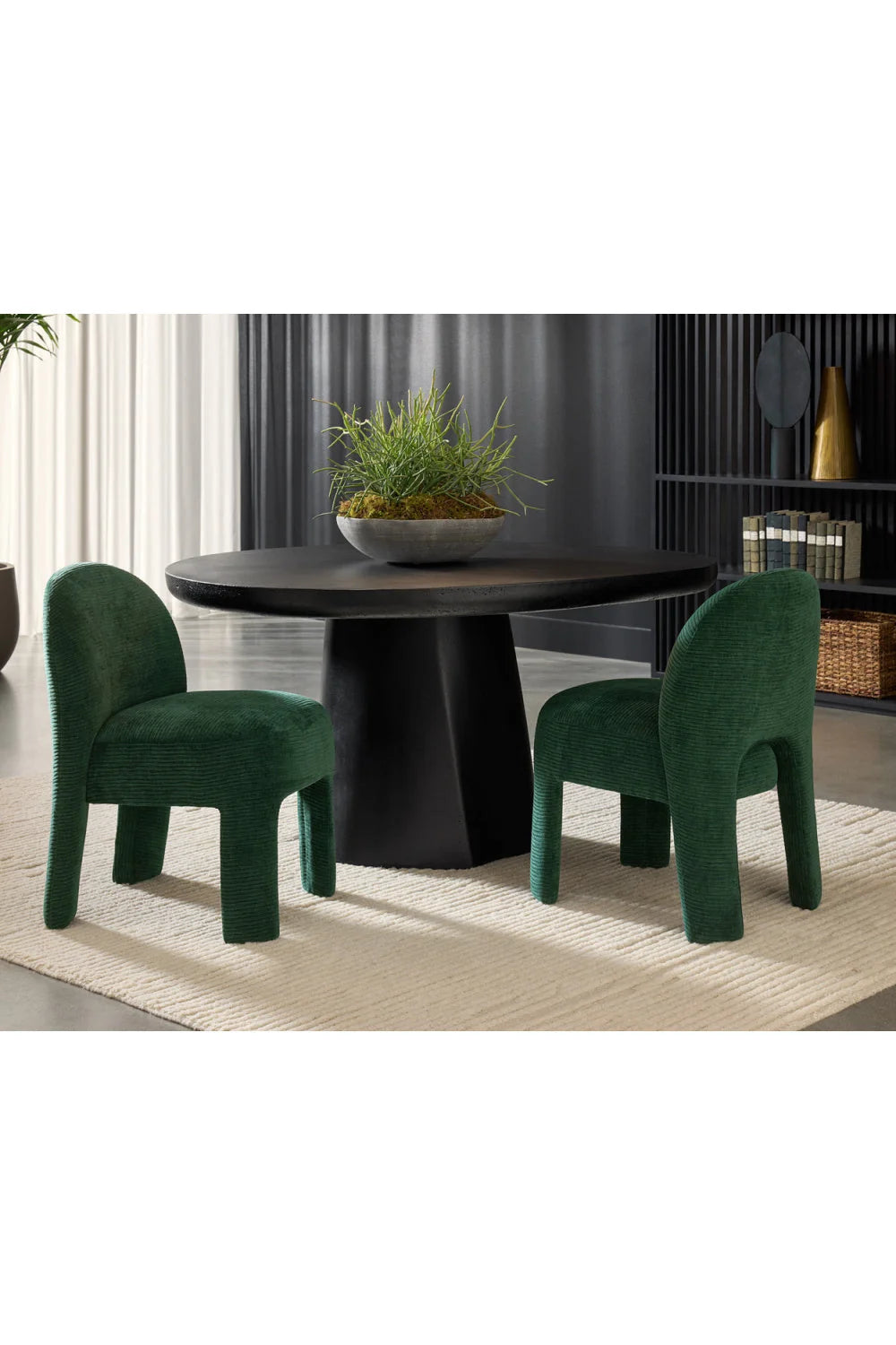Luxury Ribbed Fabric Dining Chair European Style for Villa