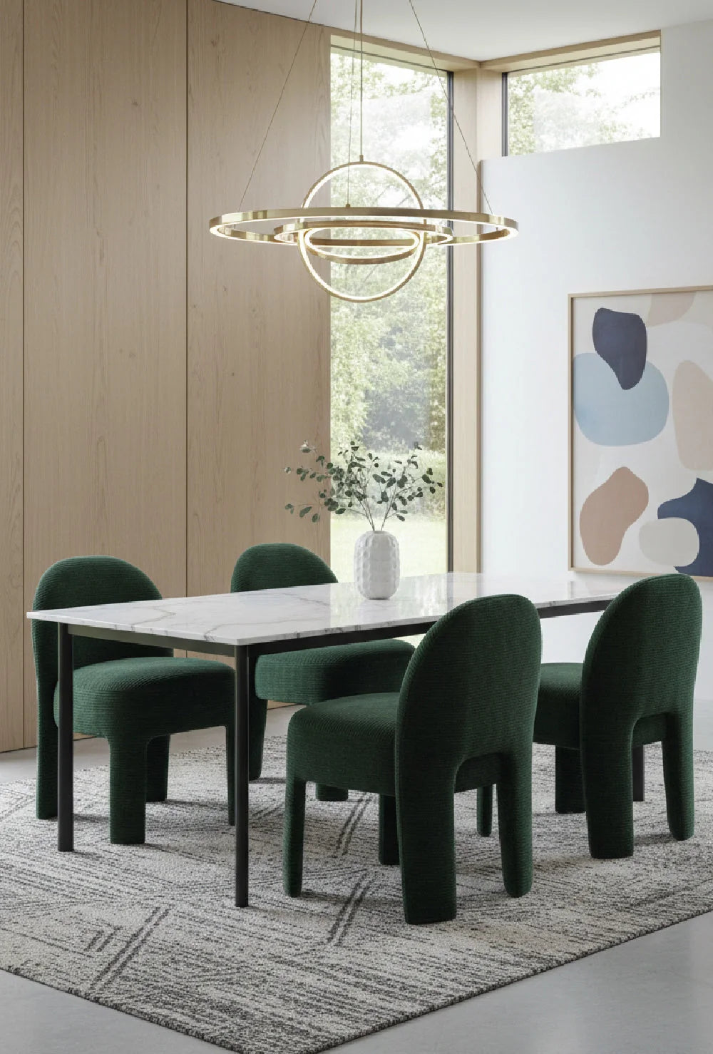 Luxury Ribbed Fabric Dining Chair European Style for Villa