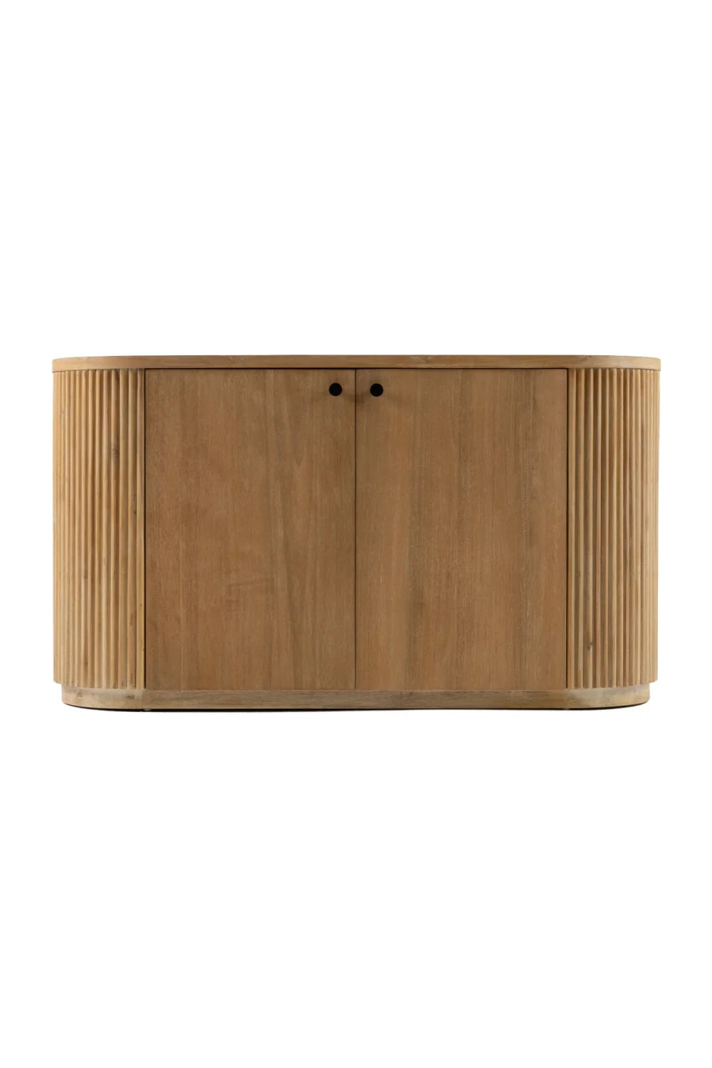 Luxury Ribbed Natural Acacia 2-Door Sideboard European Style for Villa