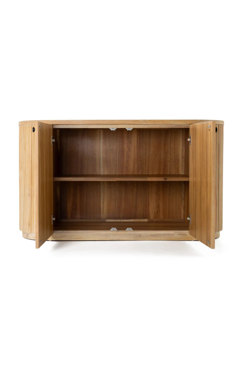 Luxury Ribbed Natural Acacia 2-Door Sideboard European Style for Villa