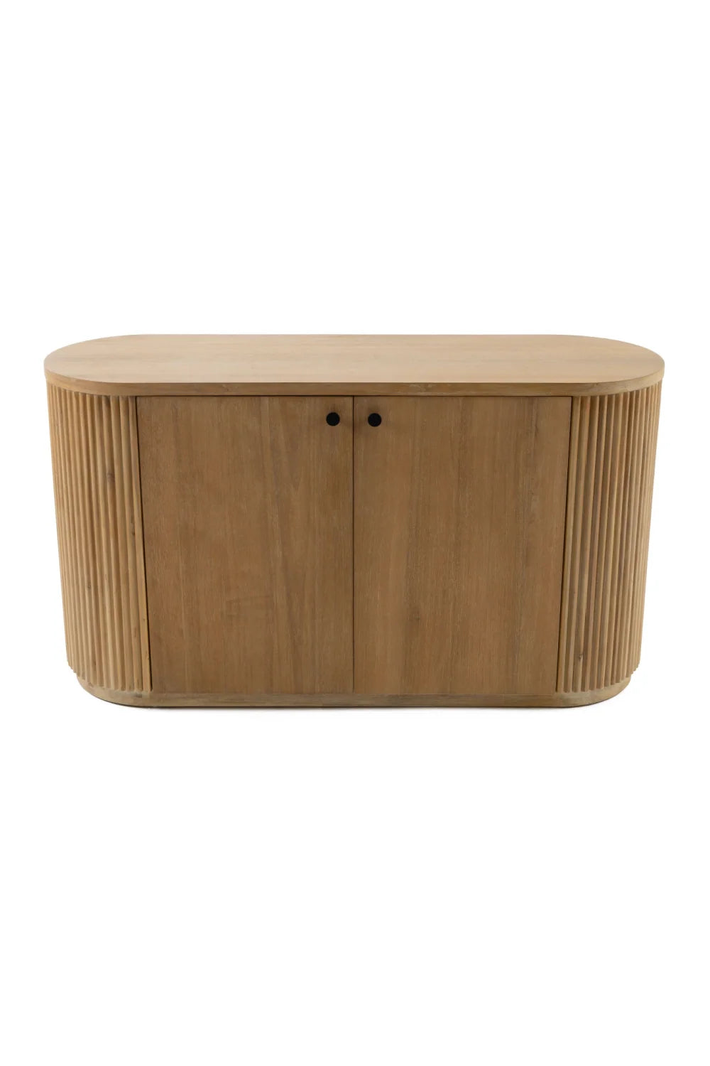 Luxury Ribbed Natural Acacia 2-Door Sideboard European Style for Villa