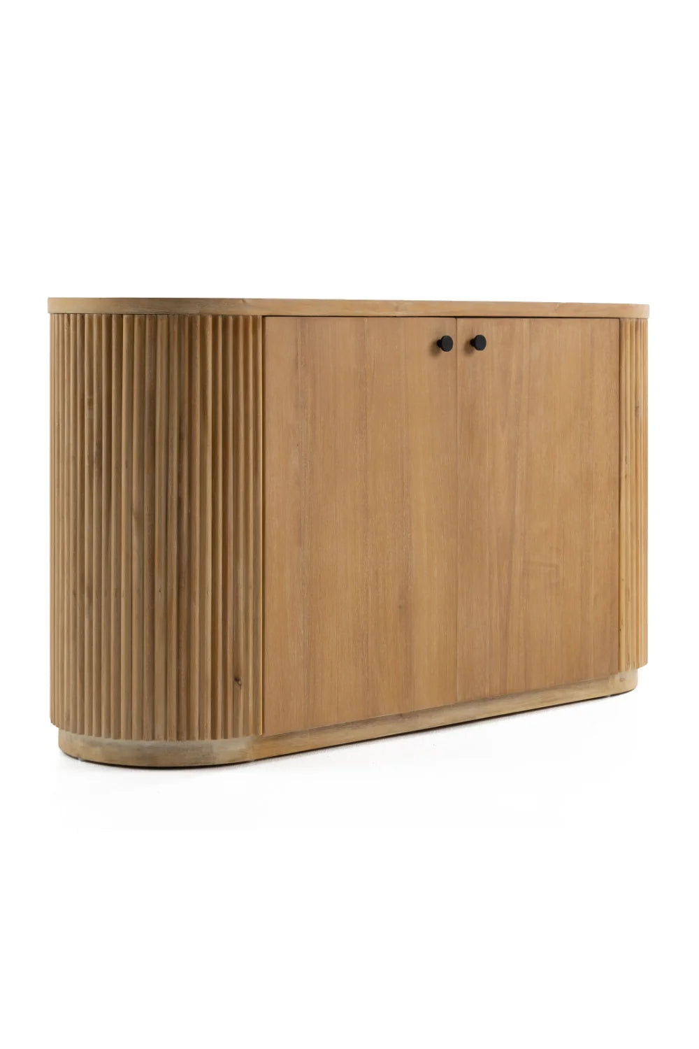 Luxury Ribbed Natural Acacia 2-Door Sideboard European Style for Villa